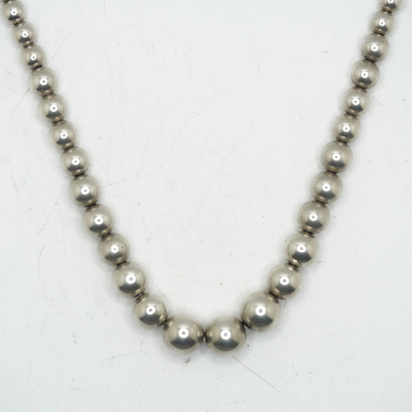 Tiffany & Co .925 Sterling Silver Graduated Silver Beads Necklace 16.25 In. ,with Original Box (1 of 11)