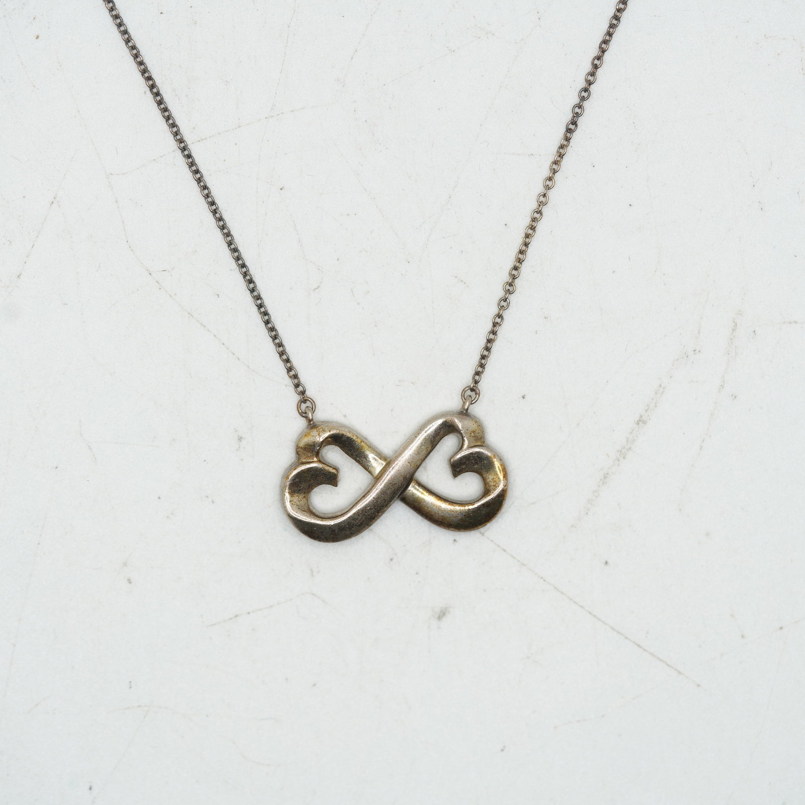 Tiffany & Co .925 Sterling Silver Paoma Picasso Infinity Heart Necklace 18 inches x 3/4 in. x 1/2 in: Tiffany & Co .925 Sterling Silver Paoma Picasso Infinity Heart Necklace 18 inches x 3/4 in. x 1/2 in.