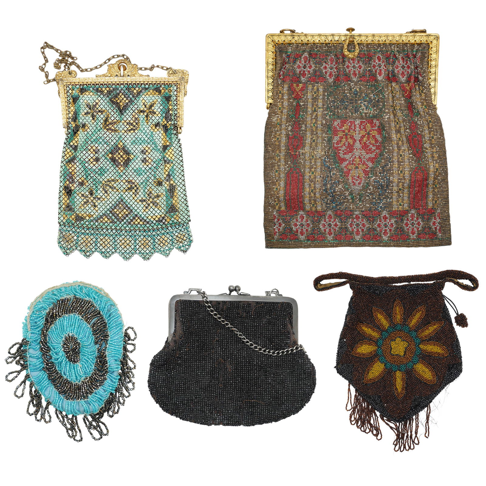 5 Assorted Victorian / Art Nouveau Beaded and Enameled Purses (1 of 16)