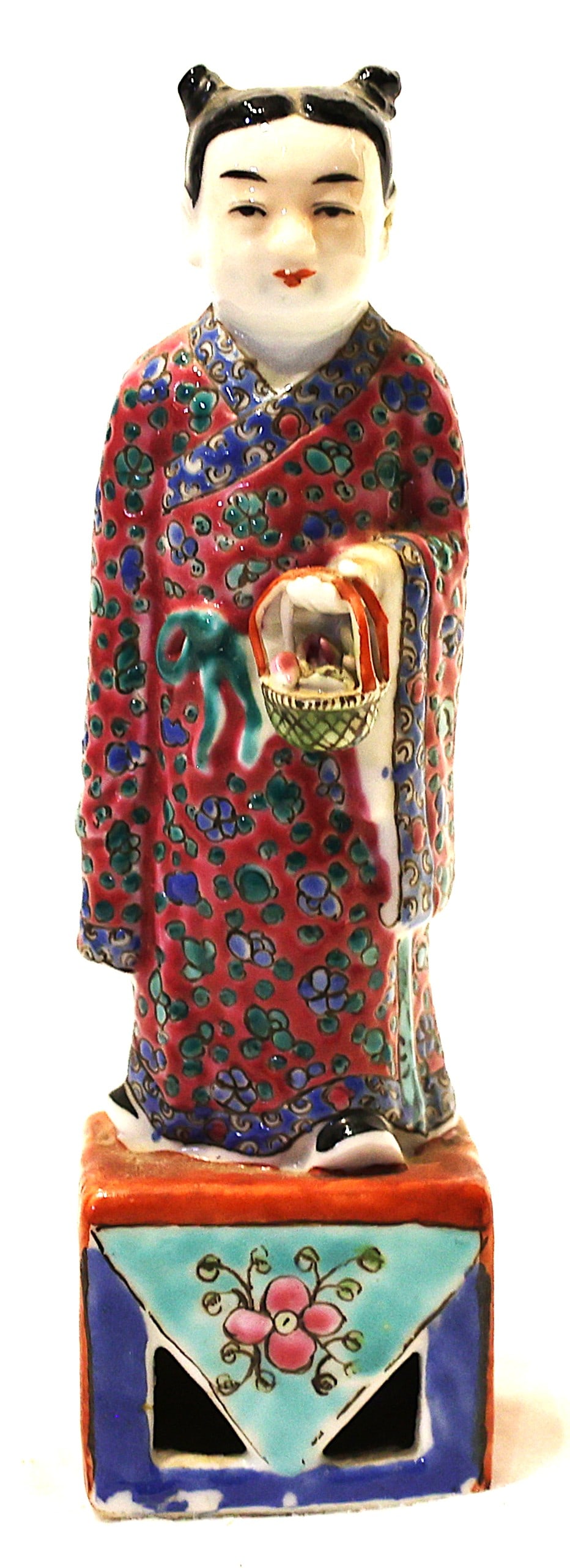 19th C. CHINESE PORCELAIN FIGURE STATUE Holding An Offering, Porcelain Figure 6 1/4 in. h (1 of 6)