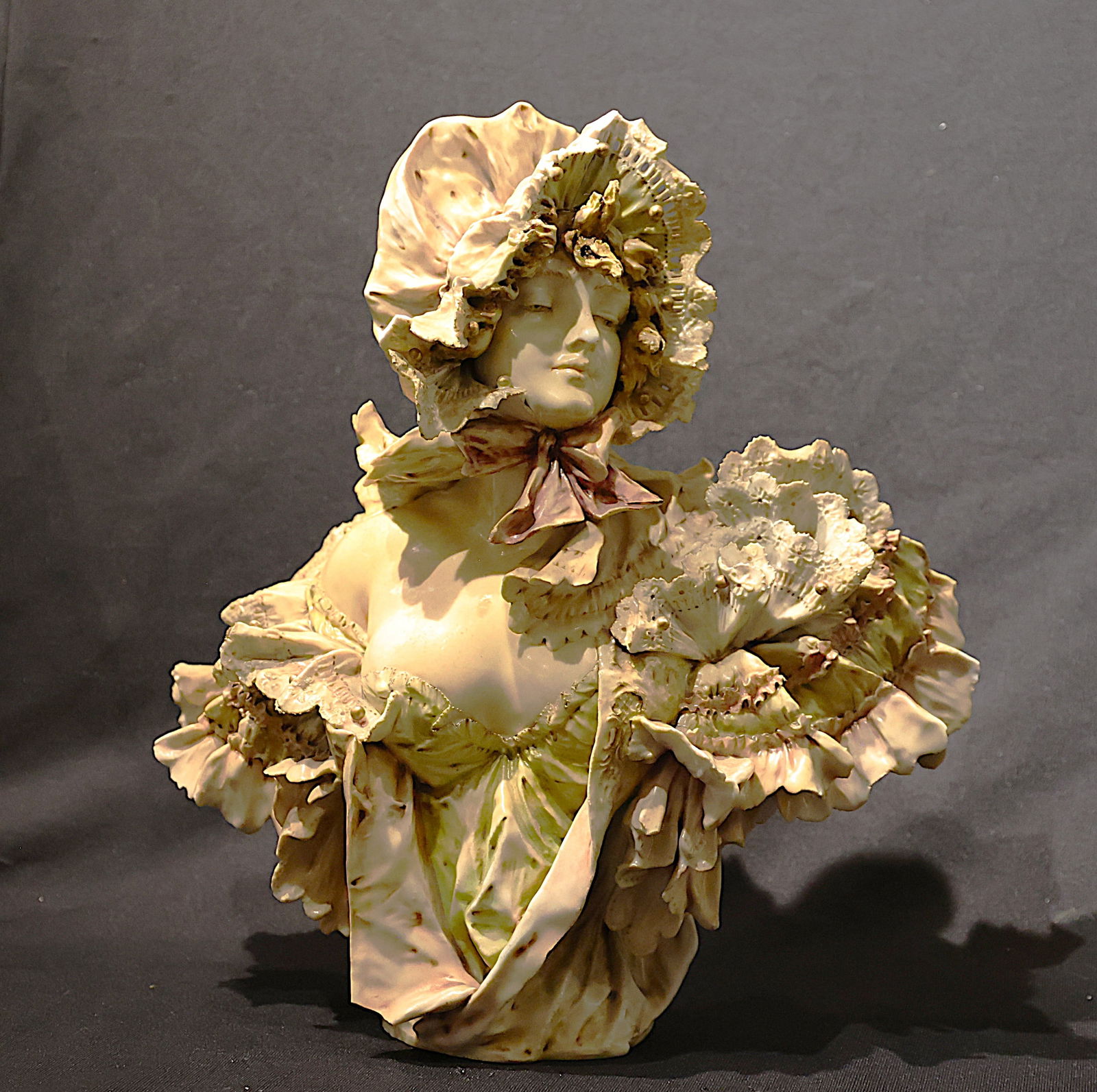 19th C. RSK Turn-Teplitz Bohemia Fine Porcelain Bust Victorian Fashion Woman 13 in. height (1 of 14)