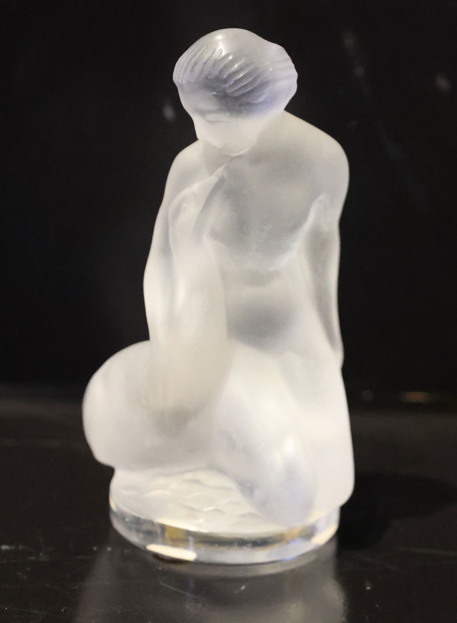 Lalique France Figure Woman With Swan, Frosted crystal figure of "Leda and the Swan" (1 of 4)
