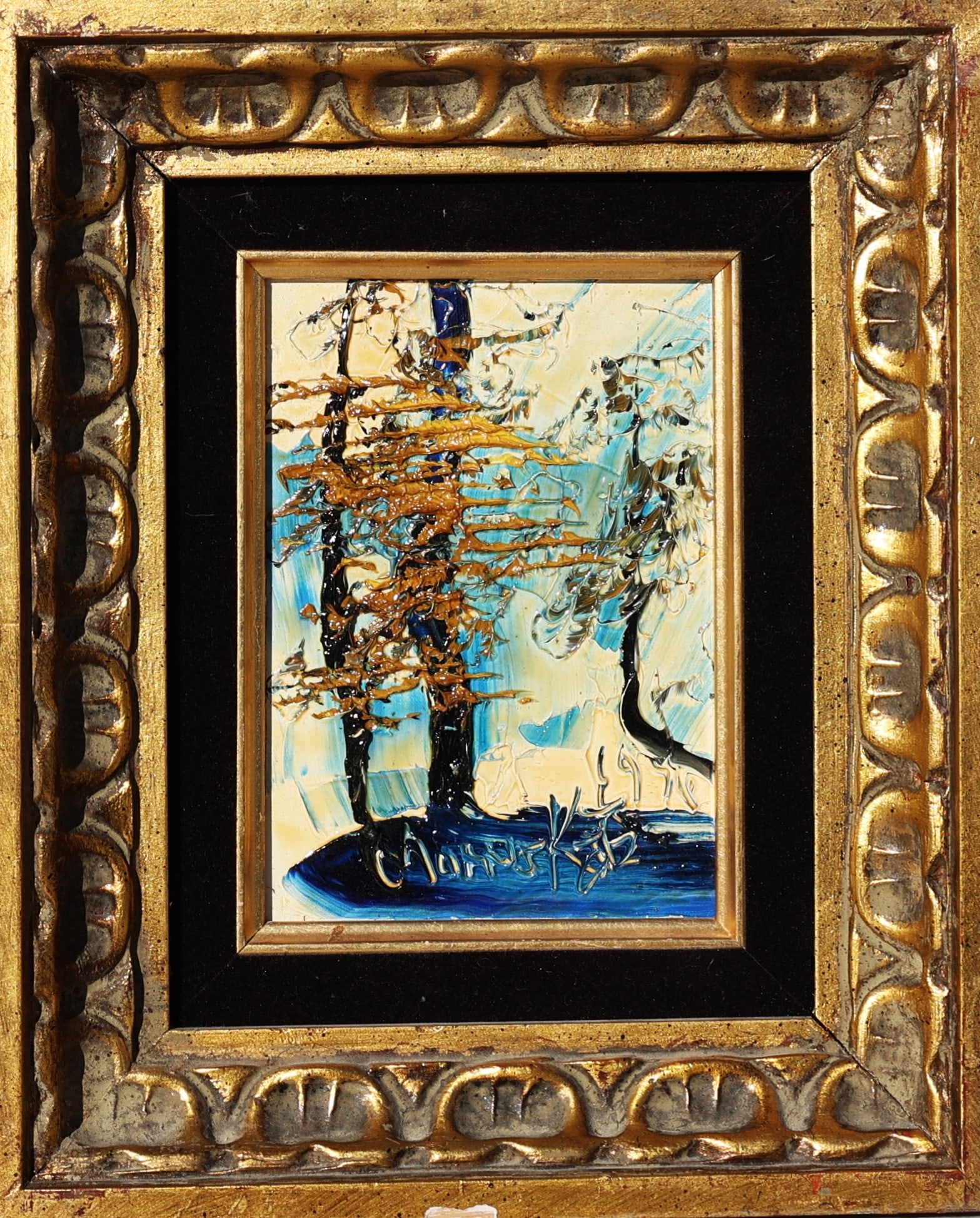 Morris Katz, Jewish American, Acrylic Painting Framed, Trees in The Catskills, NY Landscape: Morris Katz, Jewish American, Acrylic Painting Framed, Trees in The Catskills, NY Landscape; Well Listed Artist. Size: image 7 in. x 5 in. outer frame 12 in. x 10 in. ; ASKart: Morris Katz (born Moshe