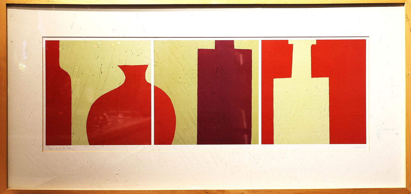 Signed Amanina, 20th C. Modernist Minimalism "Jars and Bottles" Color Lithograph, Framed (1 of 6)