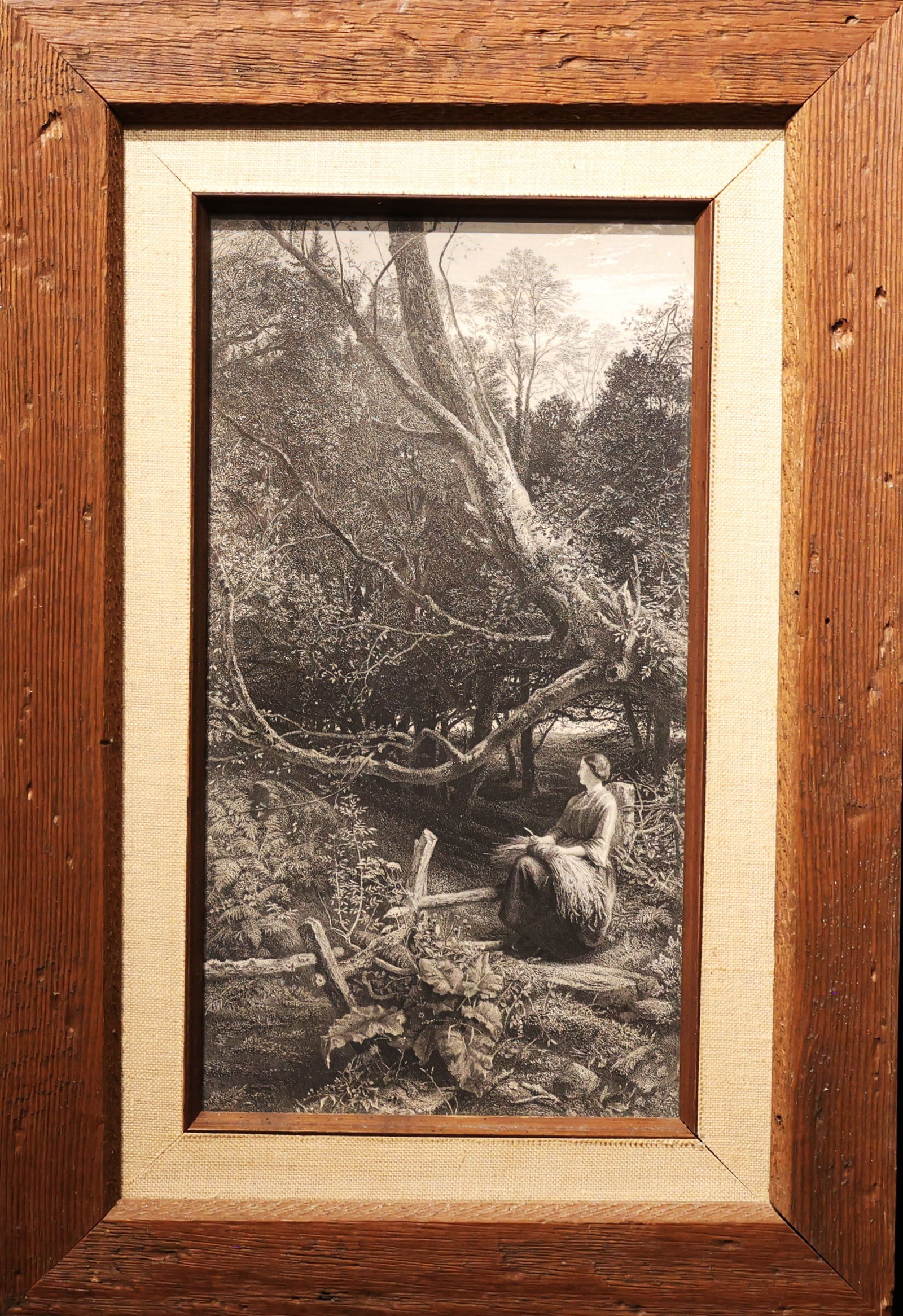 Framed Engraving Twilight in the Wood by the English Landscape Painter John Samuel Raven (1 of 6)