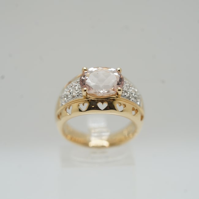 Stunning 14K Pink Amethyst and Clear Spinels Ring Size 8; 5.6 DWT (1 of 10)