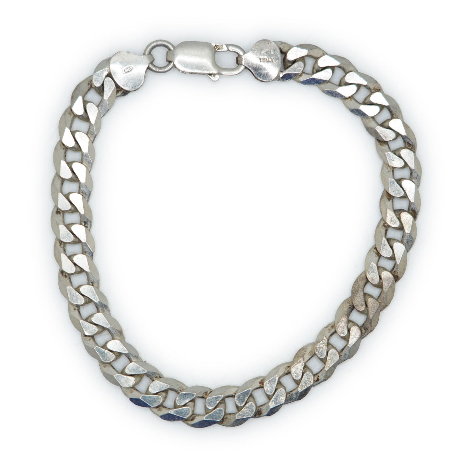 20.9 Grams .925 Sterling Silver Italy Men's Cuban Chain Bracelet 8.5 inches x 3/8 in. (1 of 7)