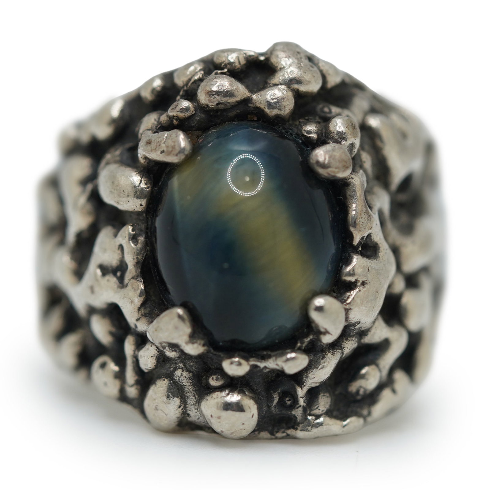 17.1 Grams Sterling Silver With Mood Stone Brutalist Mid-Century Modern Ring Size 8.5 (1 of 7)