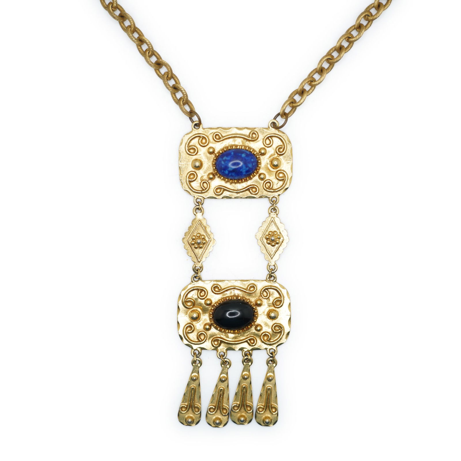 Quality Costume Florenza Edwardian Style Double Pendant Lavalier with 5 Fringe Pendants, (1 of 13)