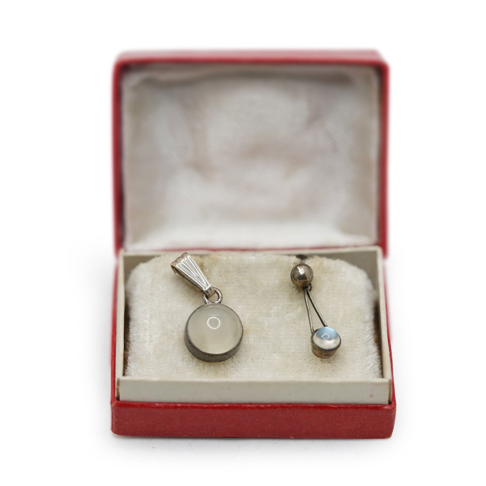 Sterling Silver Pendant with Moon Stone 1 in. x 1/2 in. & Sterling Single Earring Moon Stone 1 in. (1 of 15)