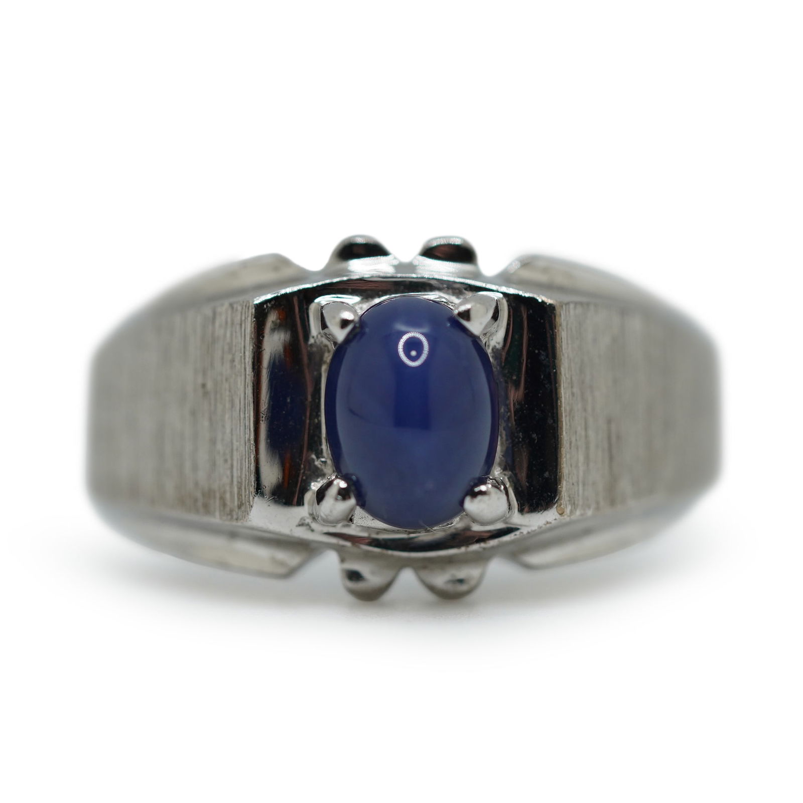 Sterling Silver Star Of Sapphire Men's Ring Size 10.5 , 1 in. x 1/2 in. (1 of 12)