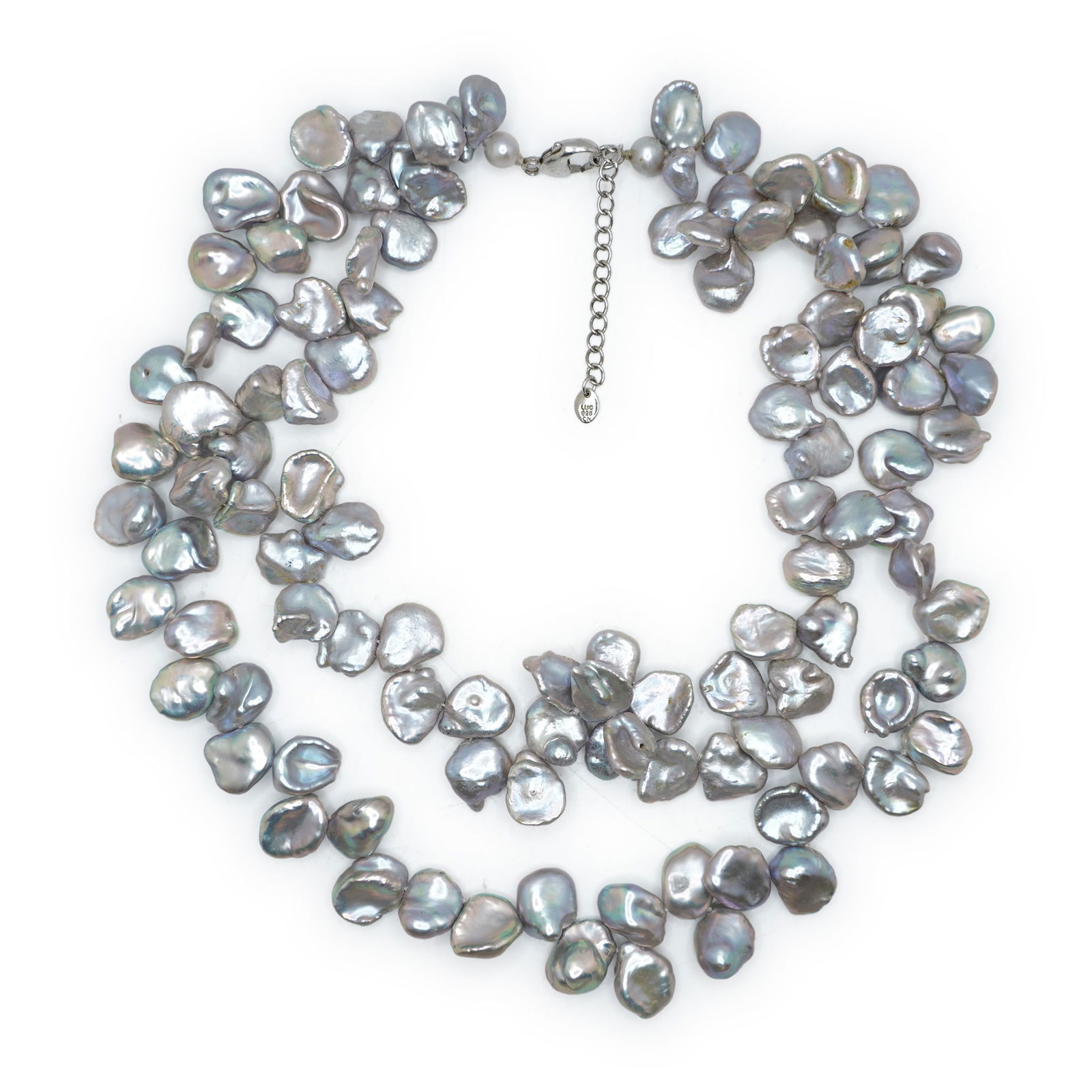 Sterling Silver Clasp Hobo Chic Double Strand MOP Genuine Natural Freshwater Cultured Pearls (1 of 8)