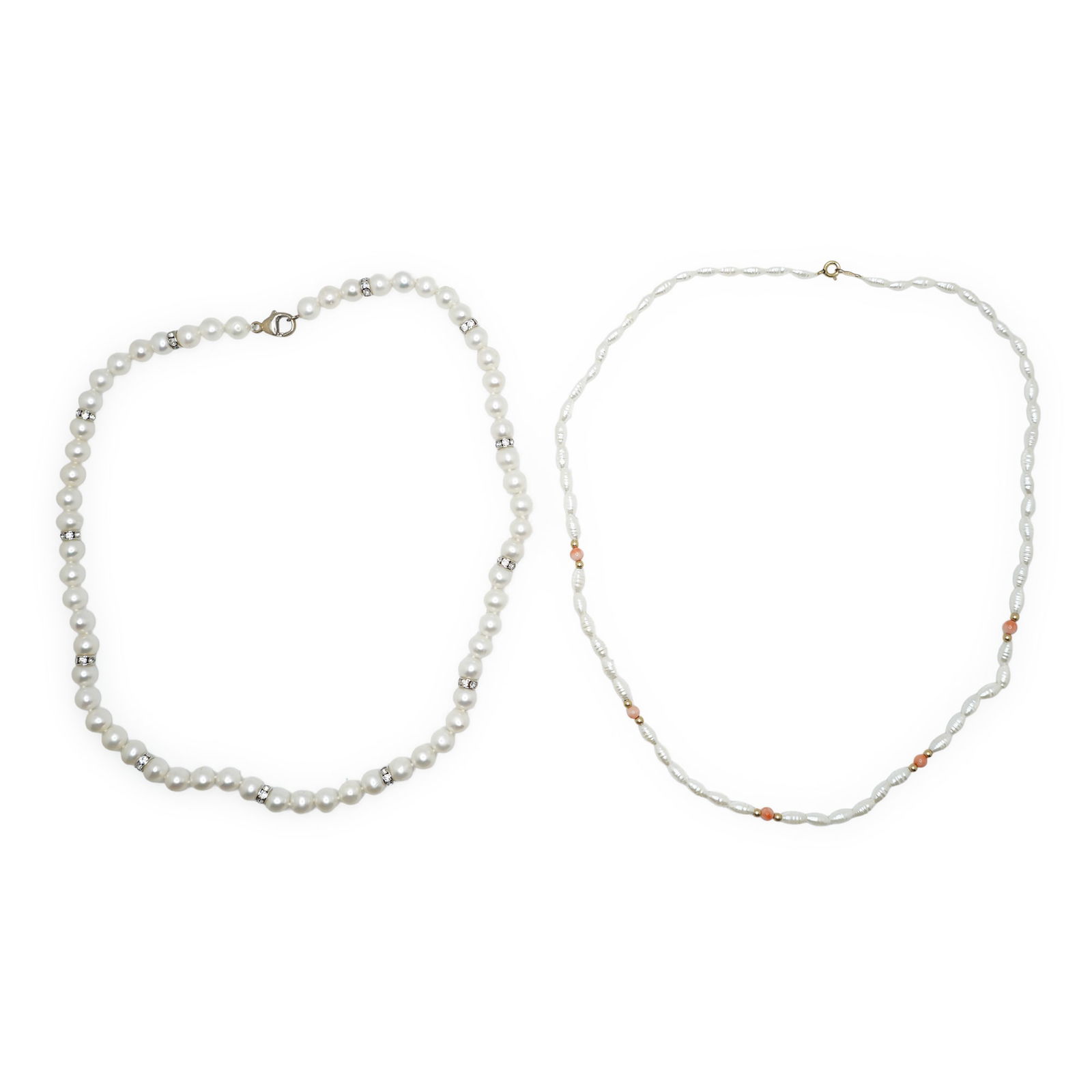 .925 Sterling Clasp Cultured Freshwater Pearls with CZ Necklace 18 in. ; 14K GF Clasp Genuine (1 of 16)