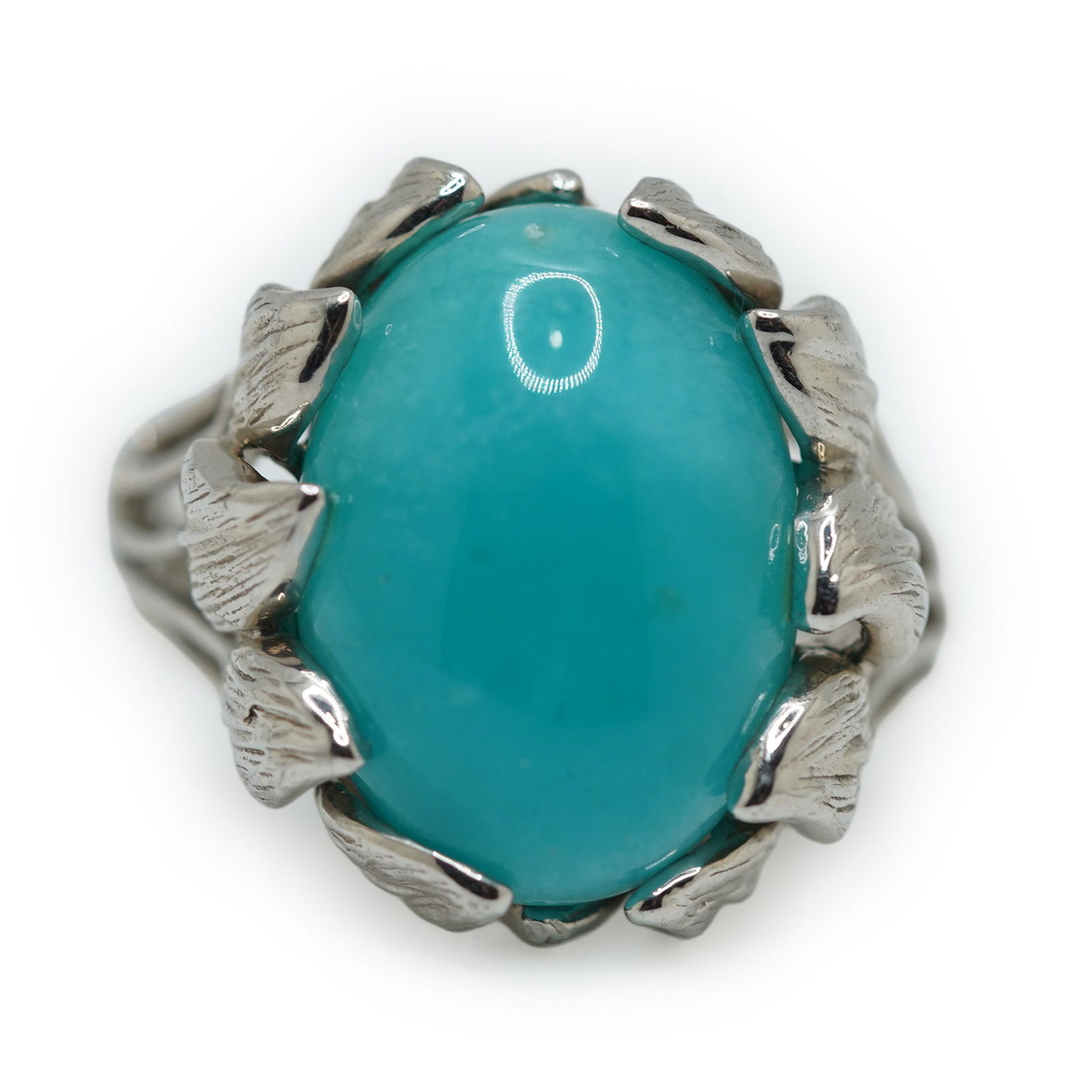 Quality .925 Sterling Slver Chryscolla Chalcedony Leaf Design Ring Size 9 (1 of 12)