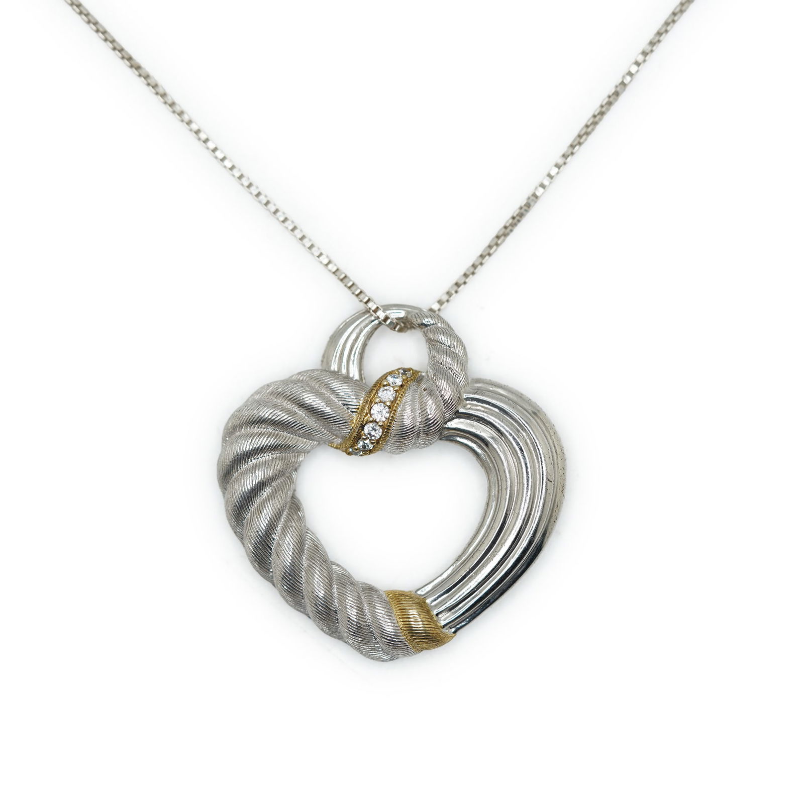 20.8 Grams .925 Sterling Silver JUDITH RIPKA Heart Pendant With CZ Necklace on 20 in. Chain .925 (1 of 13)
