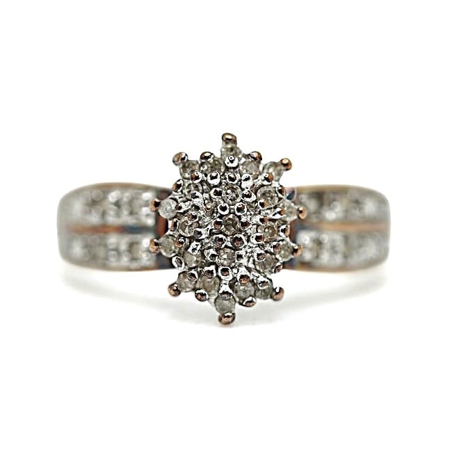 10K Gold Diamond Cocktail Ring Size 8 , 3/4 in. x 1/2 in. ; 1.53 DWT Total Weight (1 of 10)