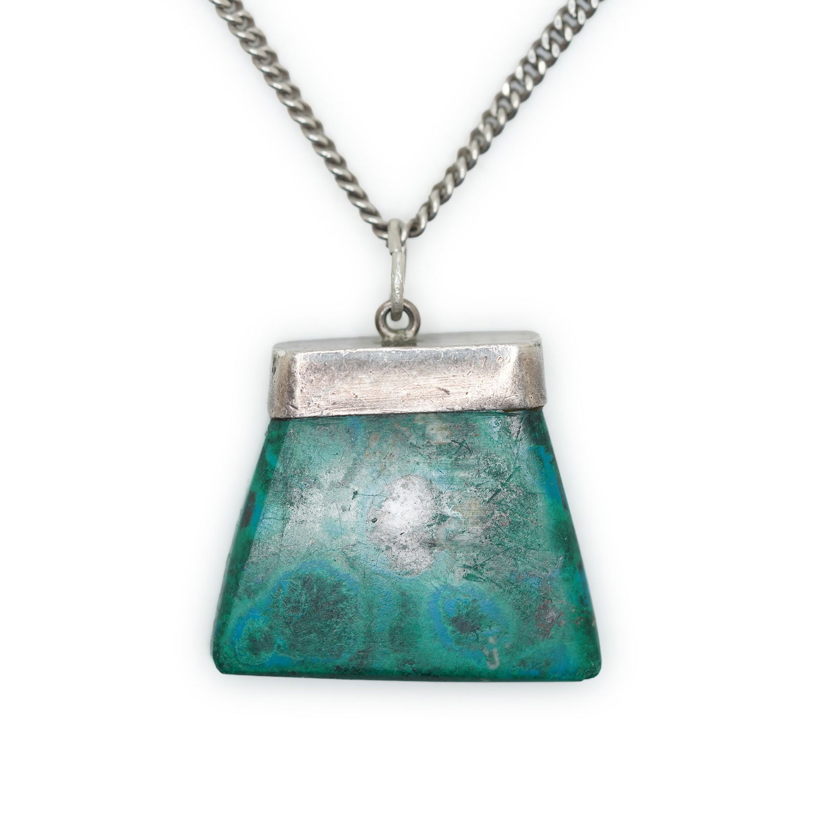 .925 Sterling Silver 24 in. Chain With .925 Sterling Malachite Stone Pendant Necklace (1 of 7)