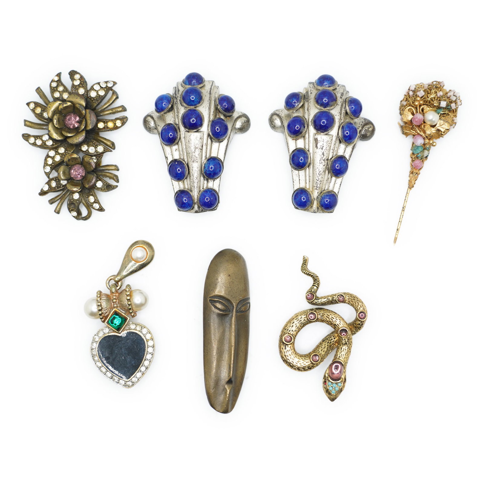 Craft Faux Pearls Heart Pin /Pendant 2 3/4 in. x 1 in.; Express Face Pin 2 3/4 in. x 3/4 in.; Snake (1 of 12)