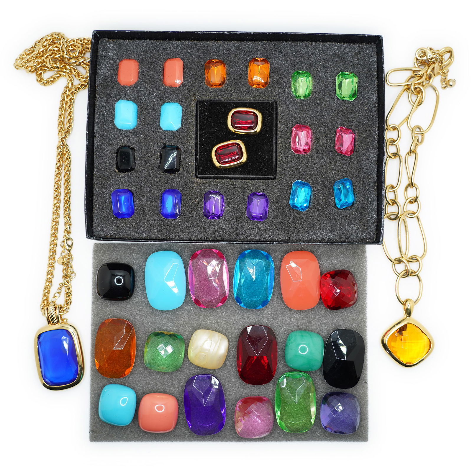 Large Lot JOAN RIVERS Classic Collection 10 Interchangeable Faceted Stones Earrings3/4 in. x 7/8 in. (1 of 17)