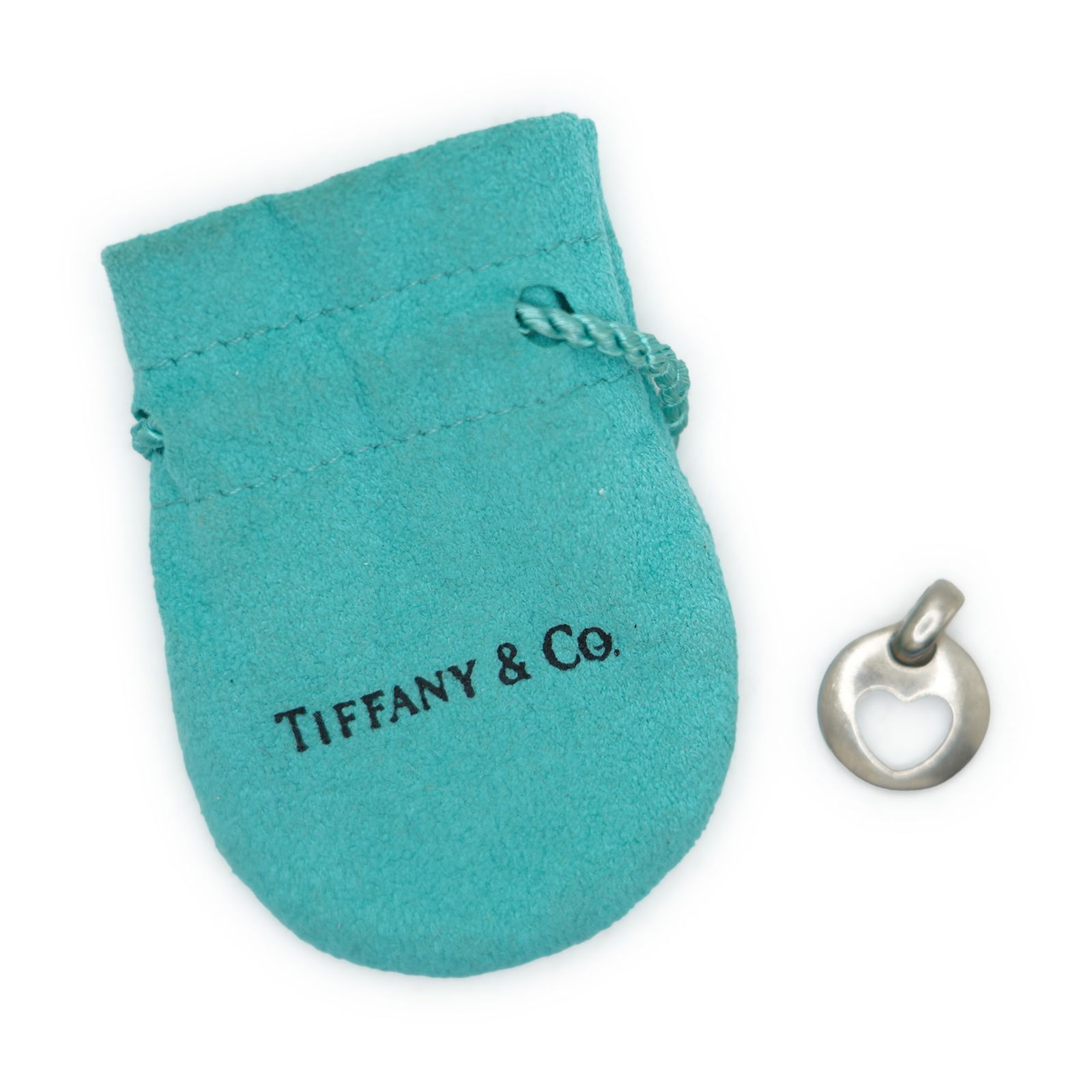 TIFFANY & CO, T & Co .925 Sterling Silver 1999 Open Heart Pendant with Fabric Pouch (1 of 7)