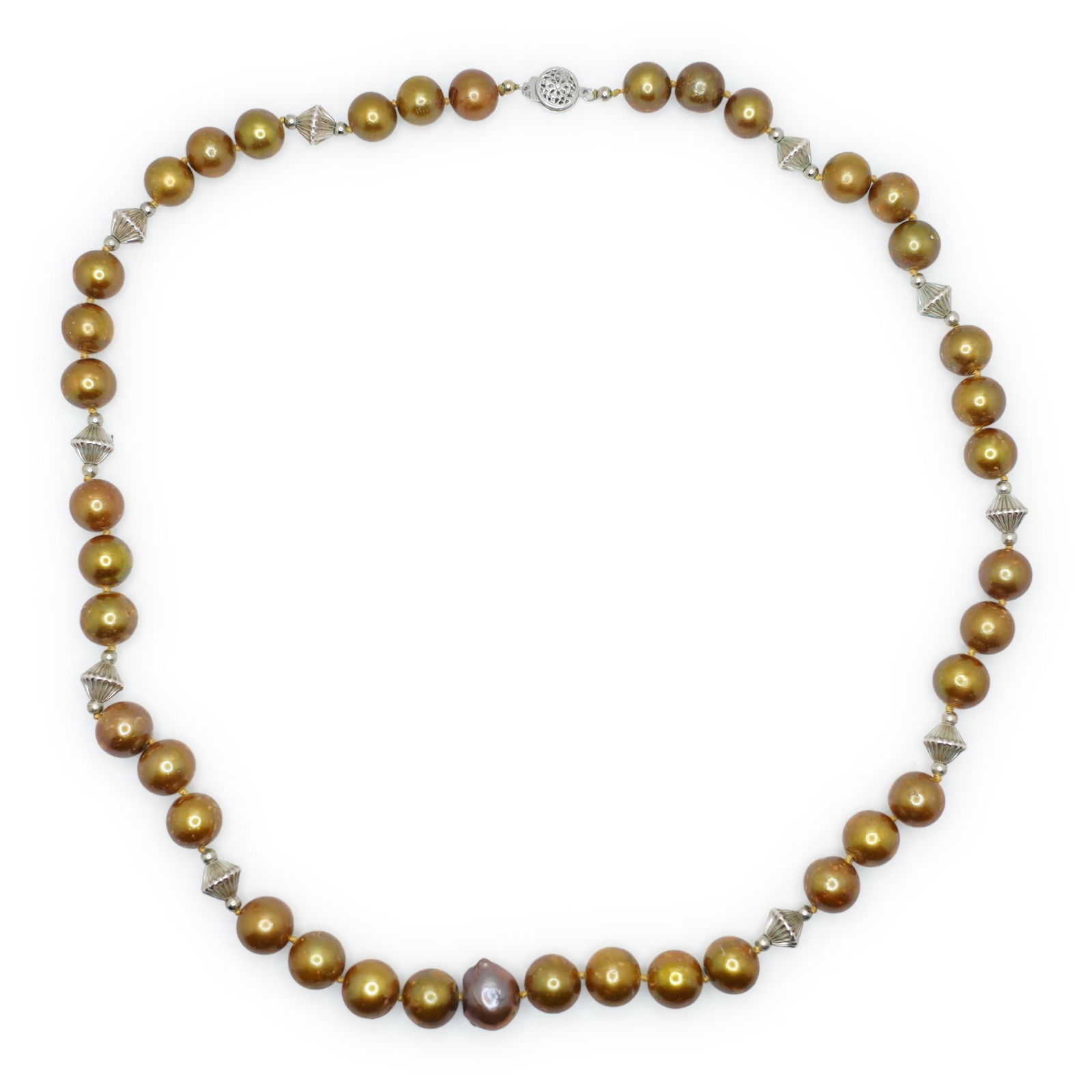 14K Clasp 10 mm Freshwater Cultured Chocolate Champagne Pearls Necklace 24 inches x 3/8 in. (1 of 12)