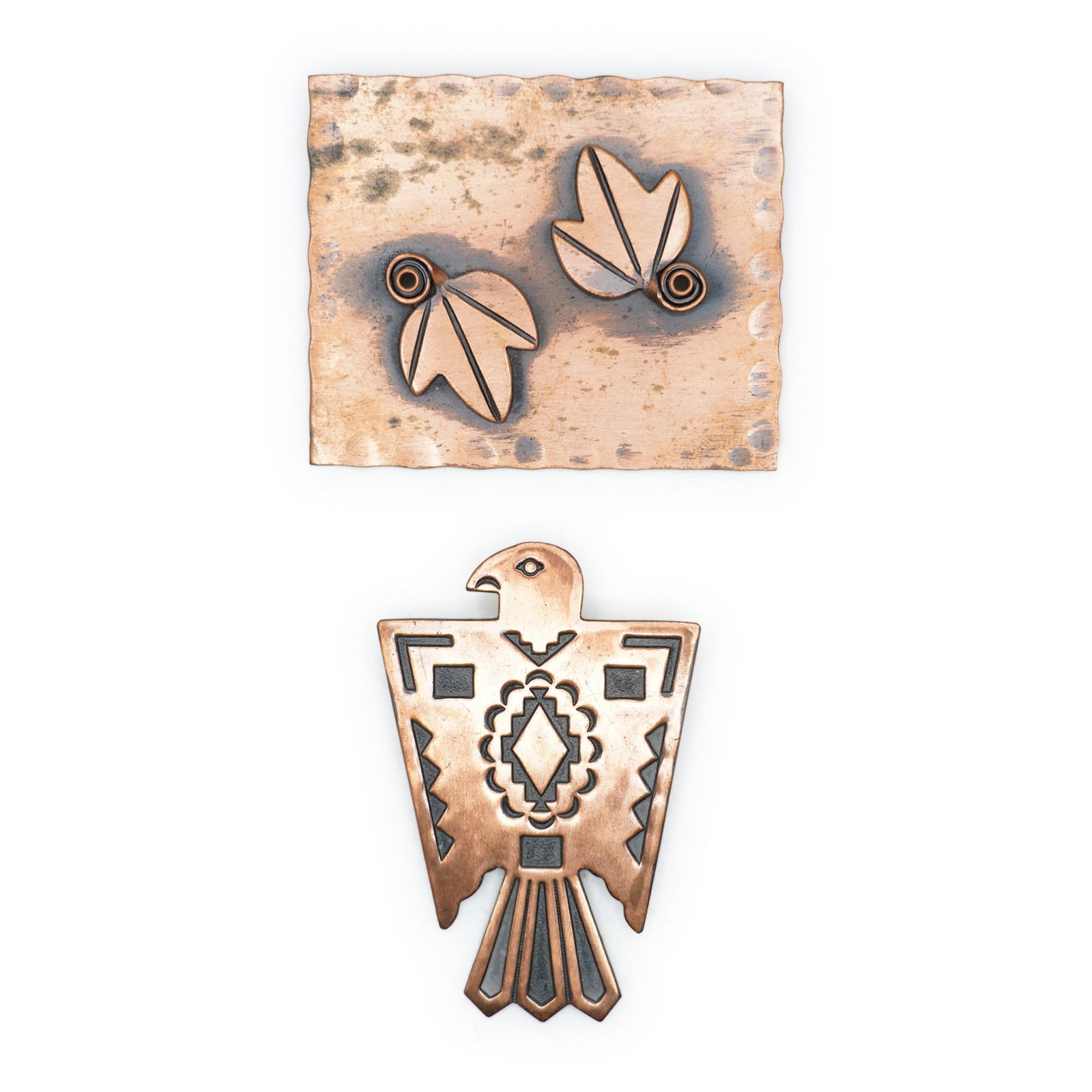 Rebajes Copper Modernism Hand Wrought Pin 2 1/2 in. x 2 in.: Rebajes Copper Modernism Hand Wrought Pin 2 1/2 in. x 2 in.