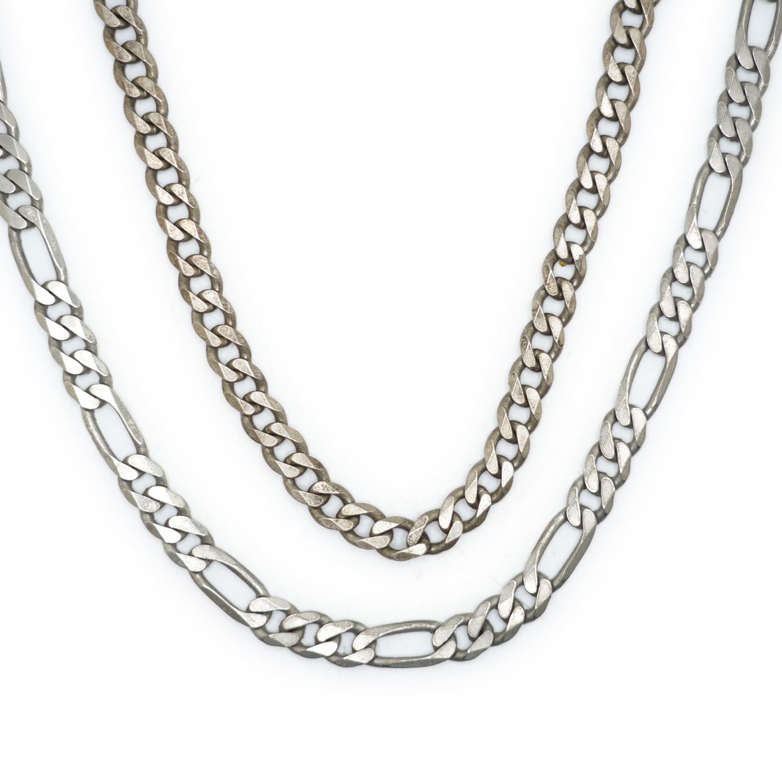 100.66 Grams .925 Sterling Silver Italy [2] Figaro Men's Chain Necklaces, 19 1/2 in, x 3/8 in. & (1 of 12)