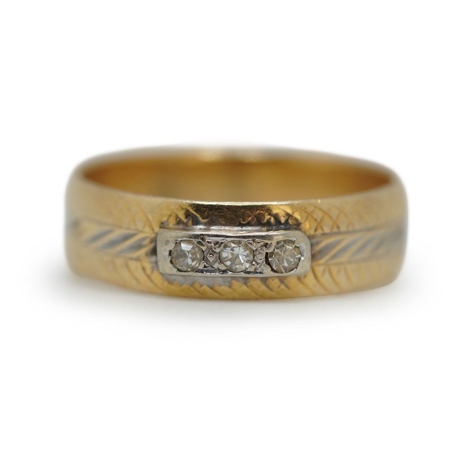 2.84 DWT Total Weight 14K Gold Woman's 3 Diamond Band Ring Size 9.5 (1 of 9)