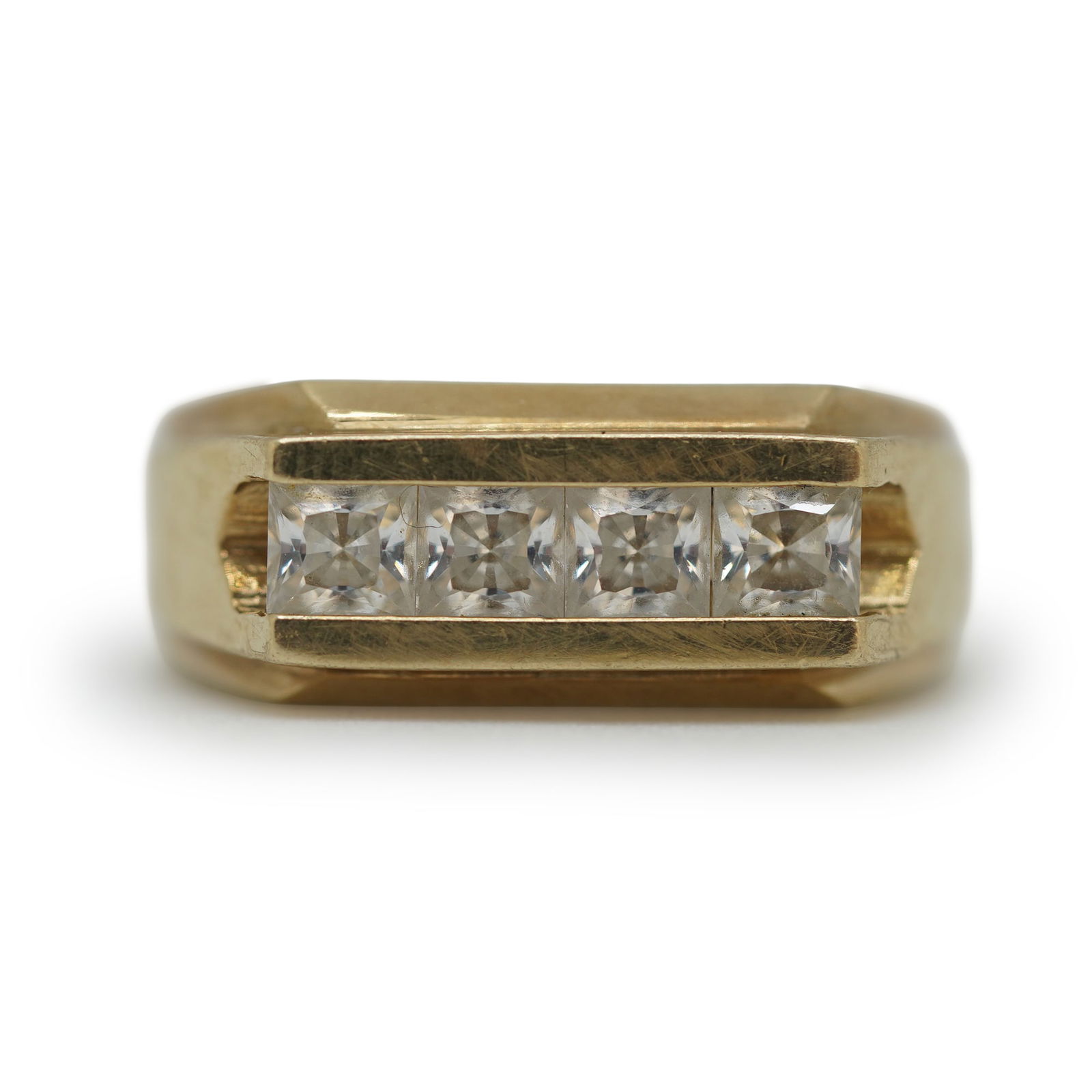 4.45 DWT Total Weight 10K Gold Men's CZ Band Ring Rize 10 (1 of 9)