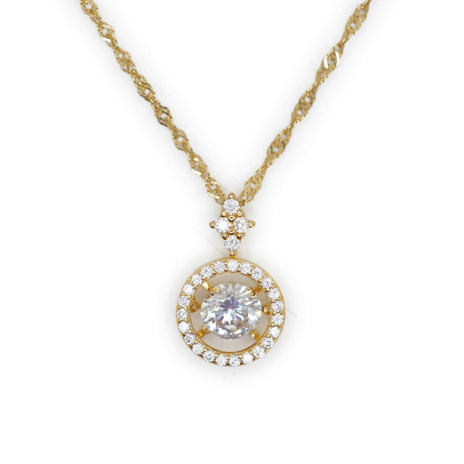 .925 Sterling Silver Vermeil CZ Glistening Pendant Necklace on .925 Sterling Vermeil 18 in. Chain (1 of 6)