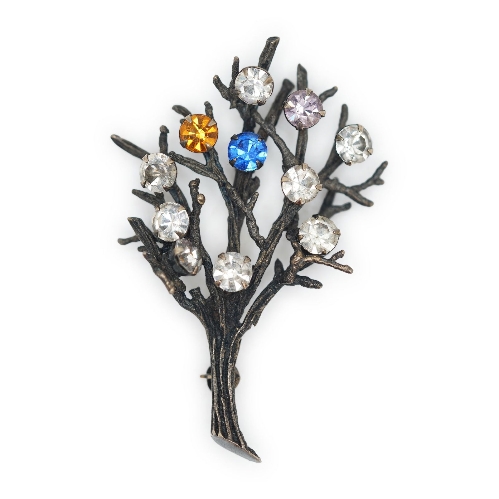 Sterling Silver Tree Pin With Rhinestones, 2 1/8 in. x 1 1/2 in.: Sterling Silver Tree Pin With Rhinestones, 2 1/8 in. x 1 1/2 in.