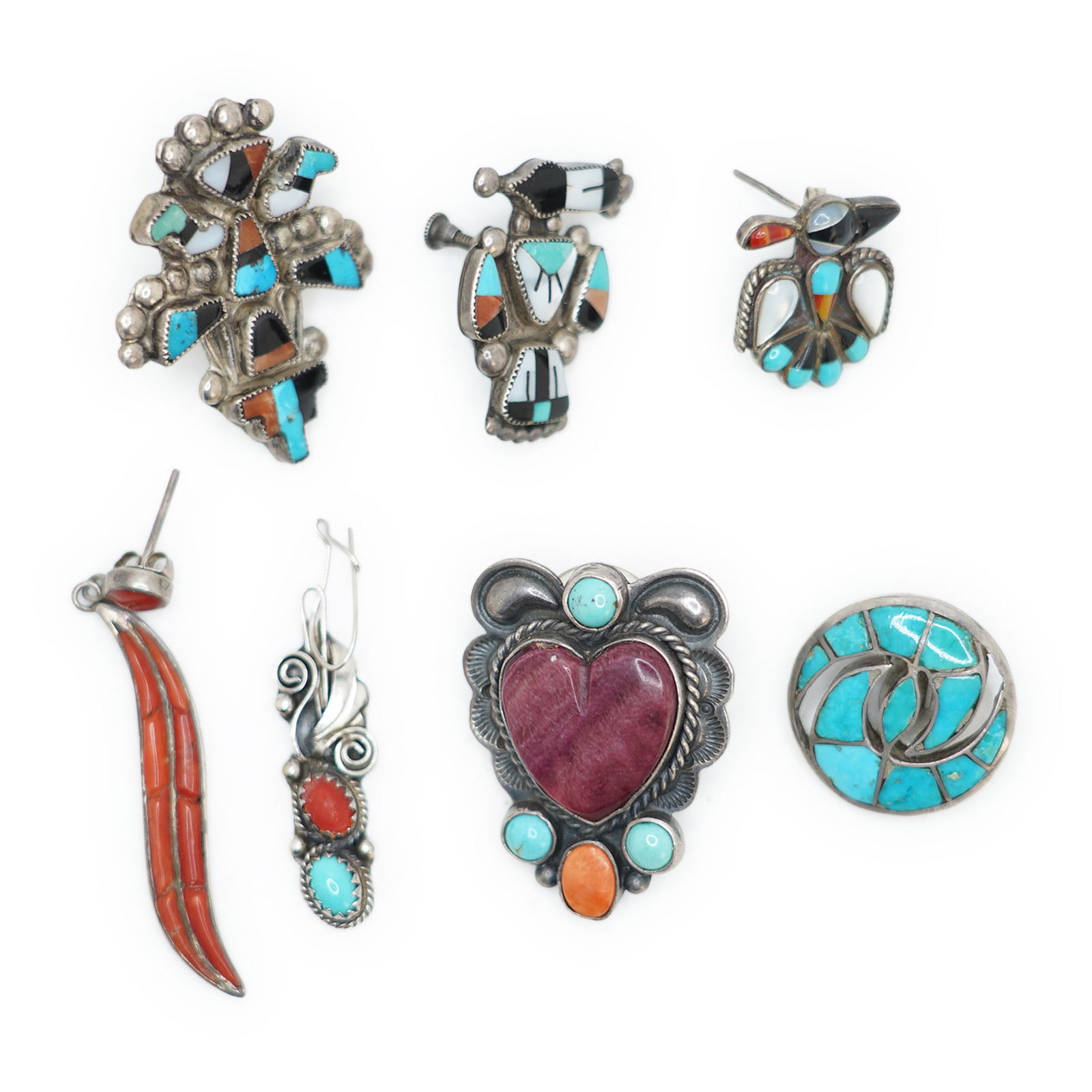 [7] Assorted Native American Indian Sterling Silver ODD SINGLE Earrings SEE PICTURES (1 of 8)