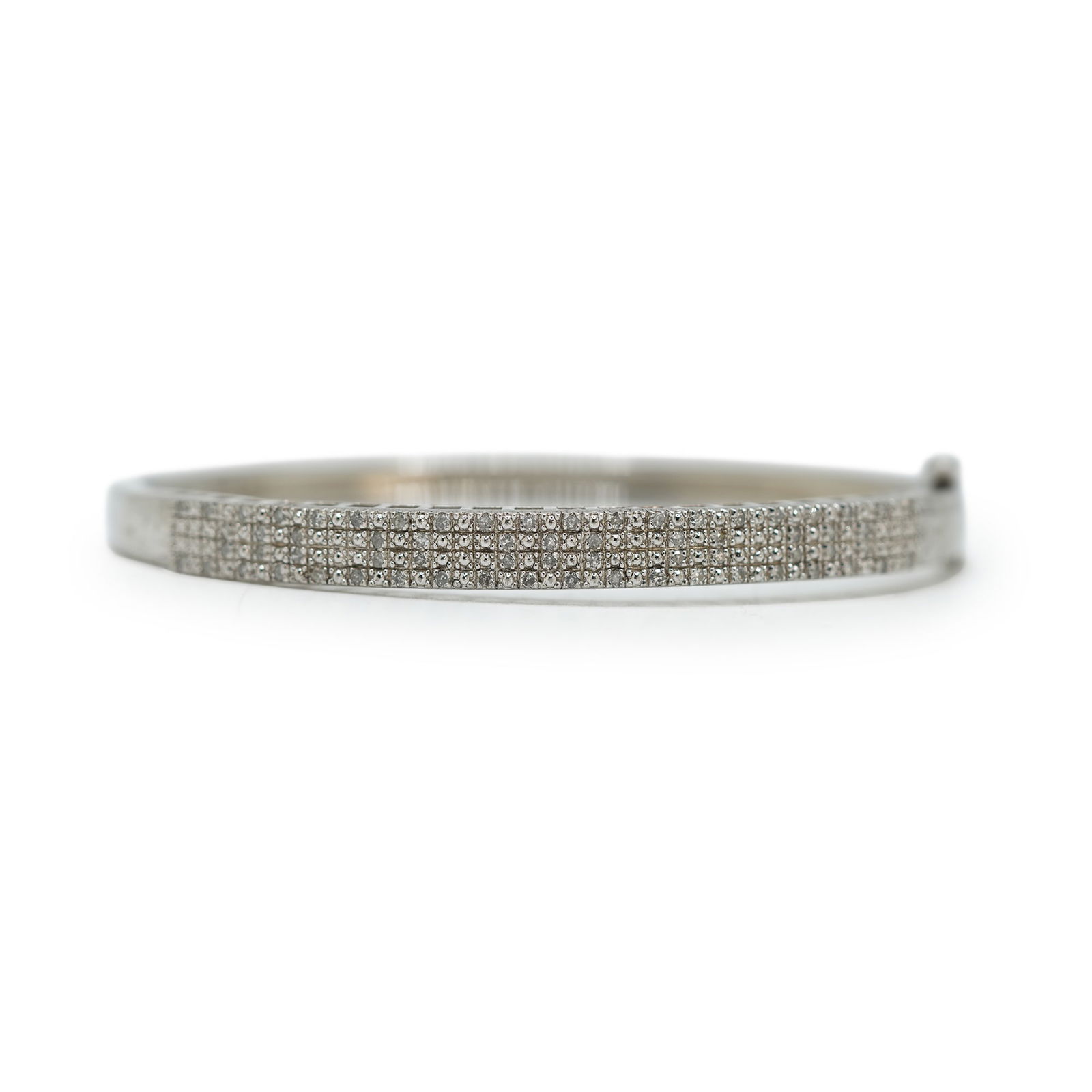 16.40 Grams .925 Sterling Silver With Diamonds Bangle Bracelet , 2 3/4 in. x 2 3/8 in. x 1/4 in. (1 of 7)