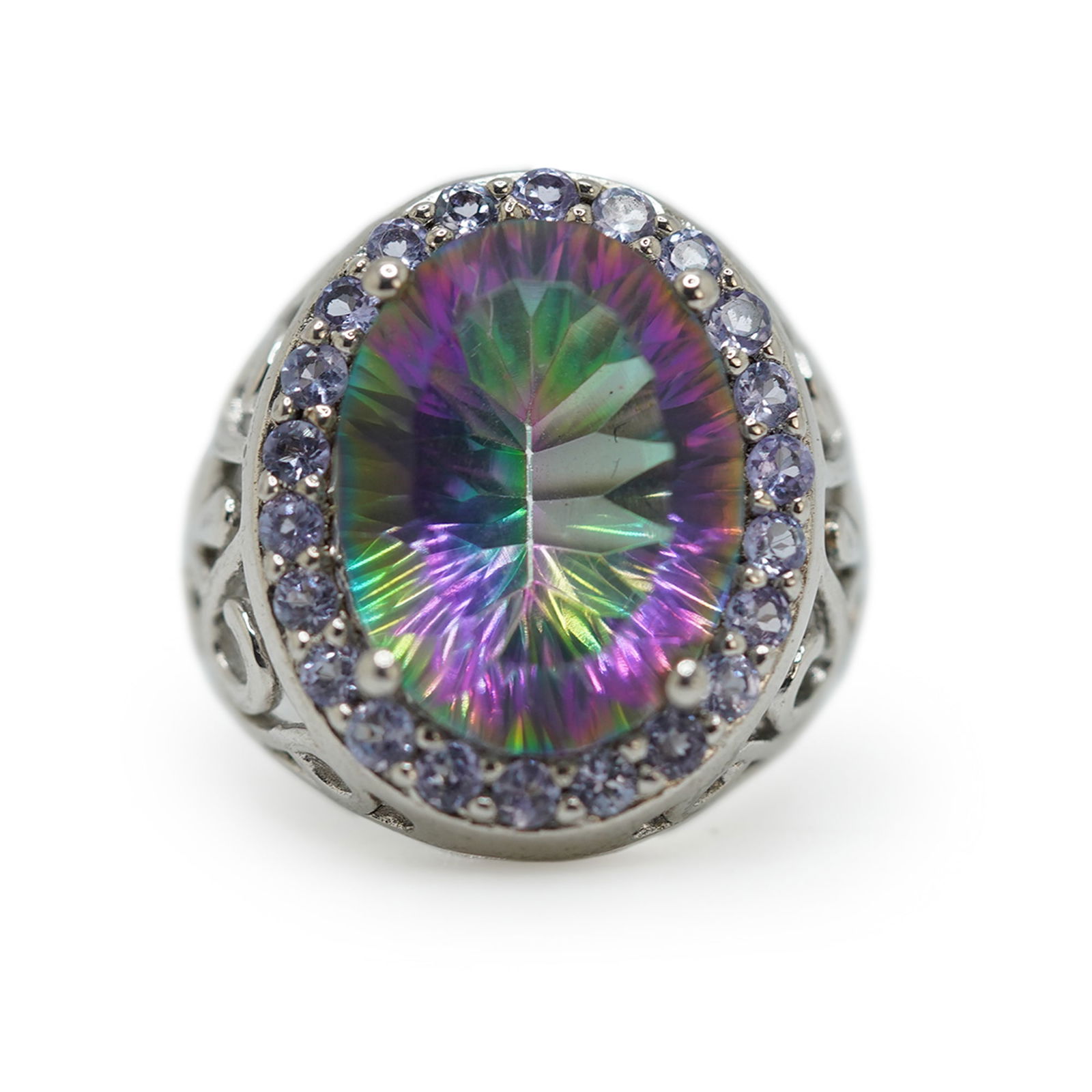 .925 Sterling Silver with Mystic Topaz Ring Size 6 , 7/8 in. x 7/8 in. (1 of 9)
