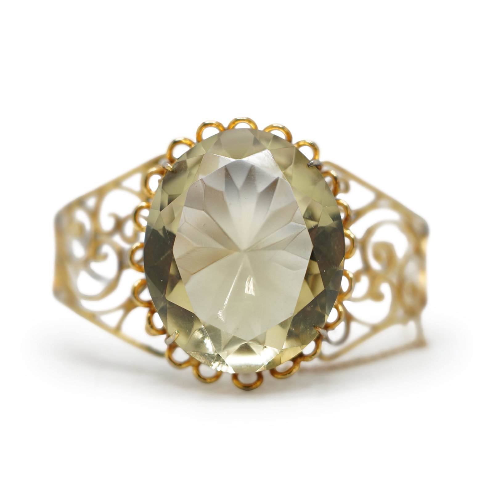 Silver Filigree Gold Tone Bracelet with Very Large Citrine , 2 5/8 in. x 2 1/4 in. x 1 1/2 in. (1 of 9)