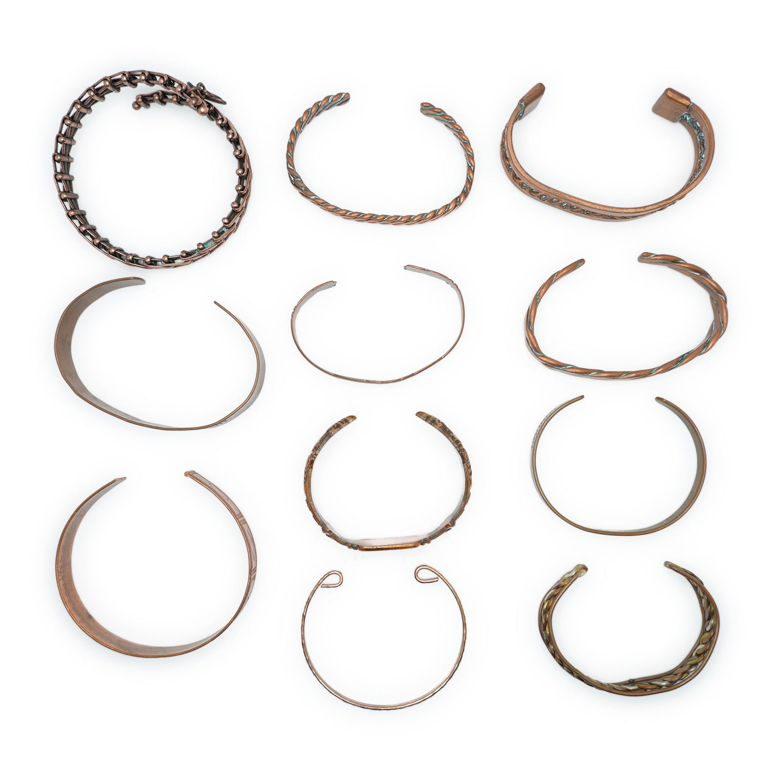 11 Assorted Vintage Copper Jewelry Cuff Bracelets, Sabana London, Solid Copper, Vintage Sixty Six (1 of 13)