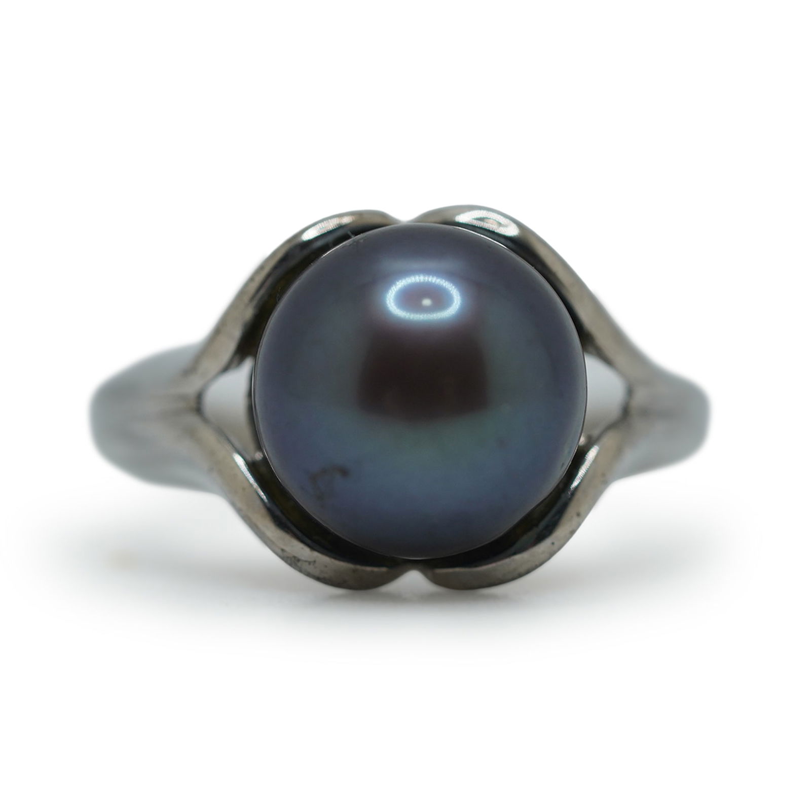.925 Sterling Silver with Black Tahitian Pearl Ring Size 6.25 , 3/4 in. x 1/2 in. (1 of 10)
