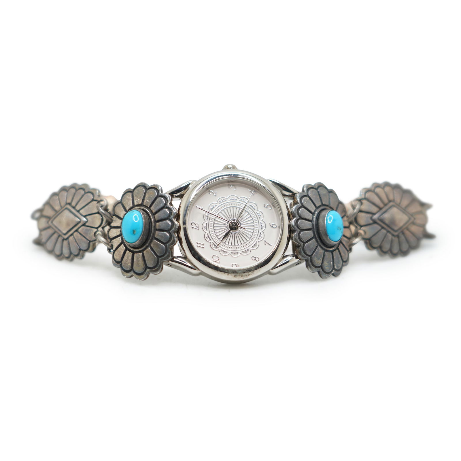 33.21 Grams Sterling Silver Native American Indian Watch Band with Turquoise 7 1/2 in. x 7/8 in. (1 of 12)