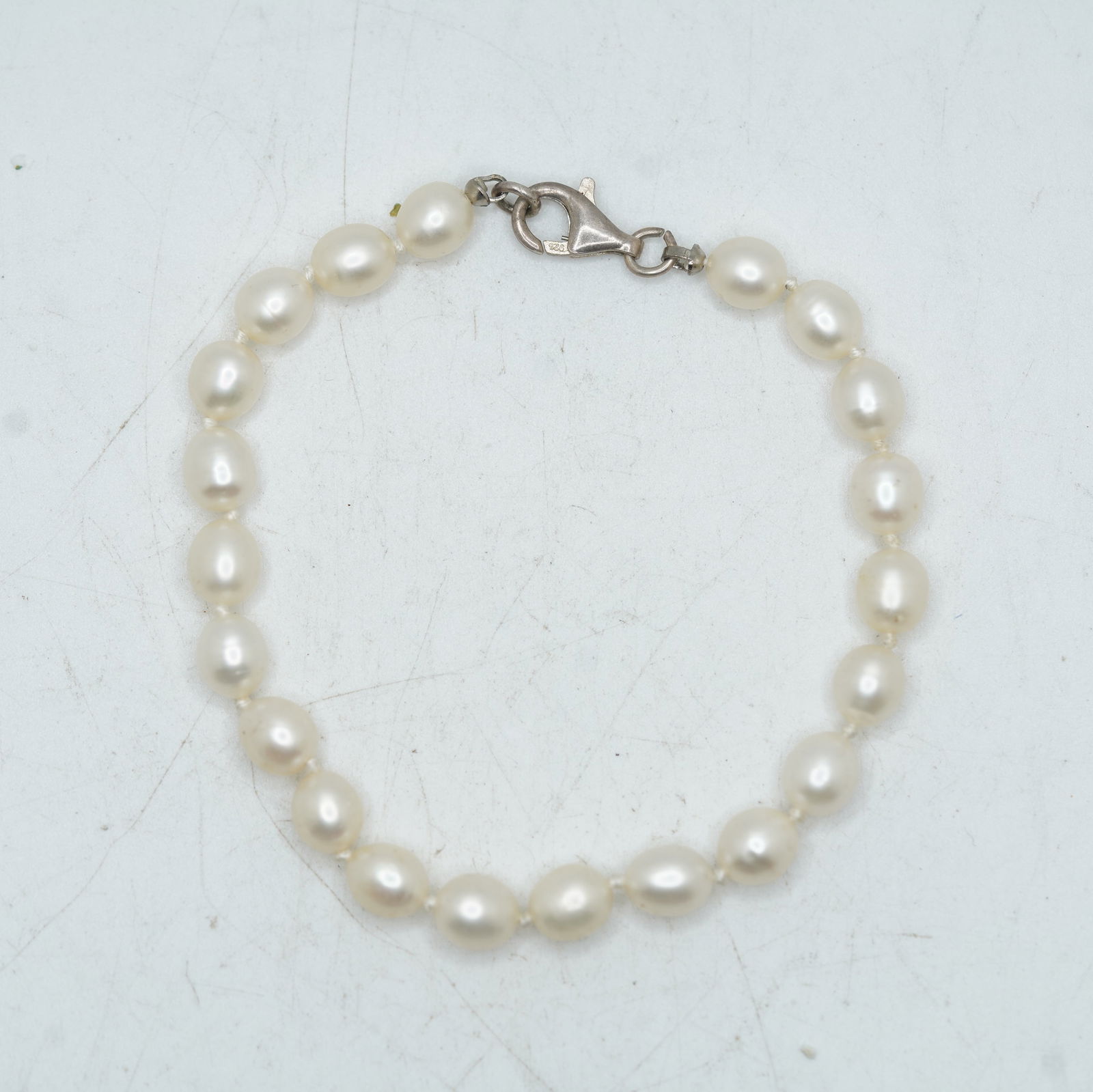 .925 Sterling Silver Clasp Freshwater Cultured Pearls Bracelet 8 3/4 in. x 1/4 in.: .925 Sterling Silver Clasp Freshwater Cultured Pearls Bracelet 8 3/4 in. x 1/4 in.
