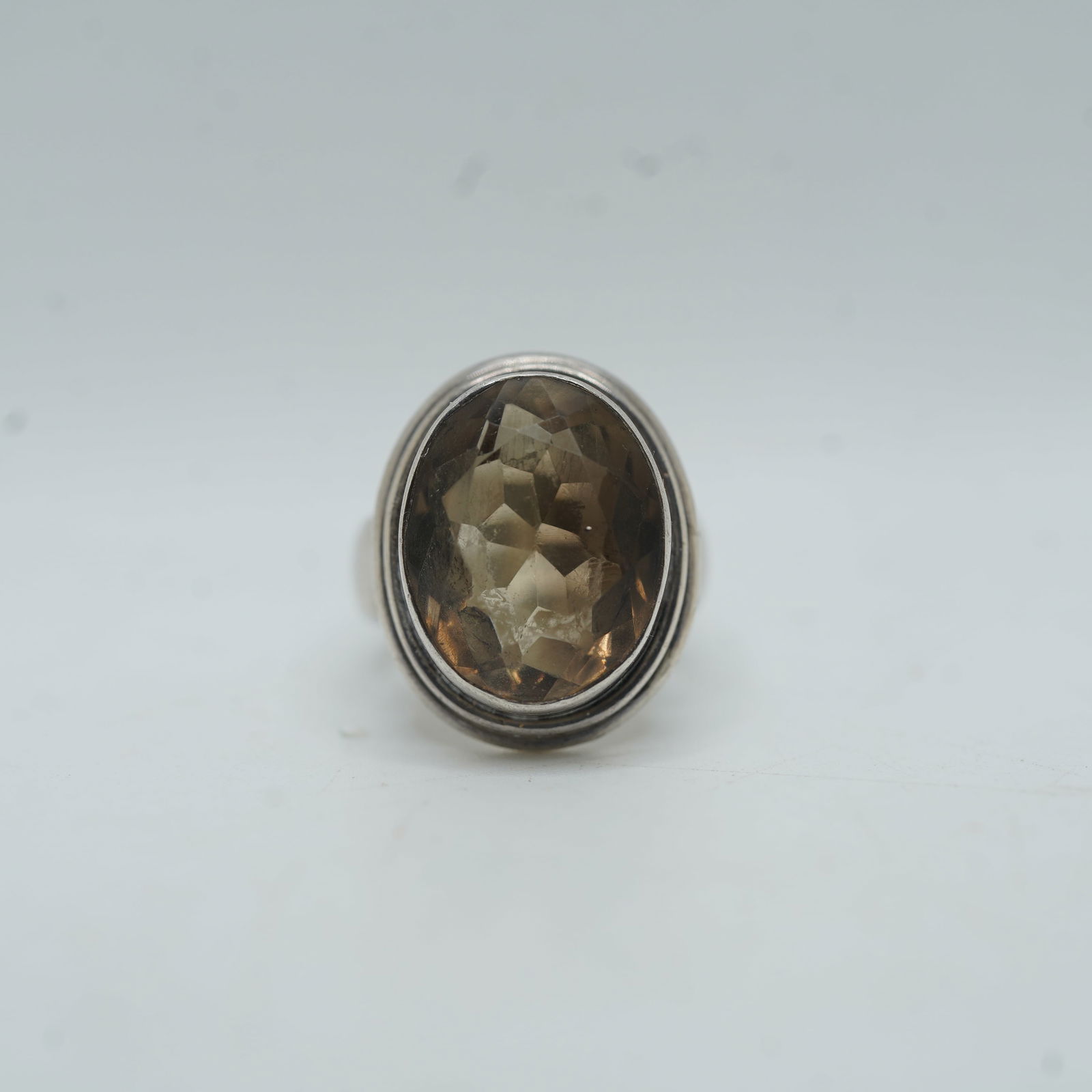 .925 Sterling Silver Smokey Citrine Ring Size 6.5 , 3/4 in. x 1 in. (1 of 11)