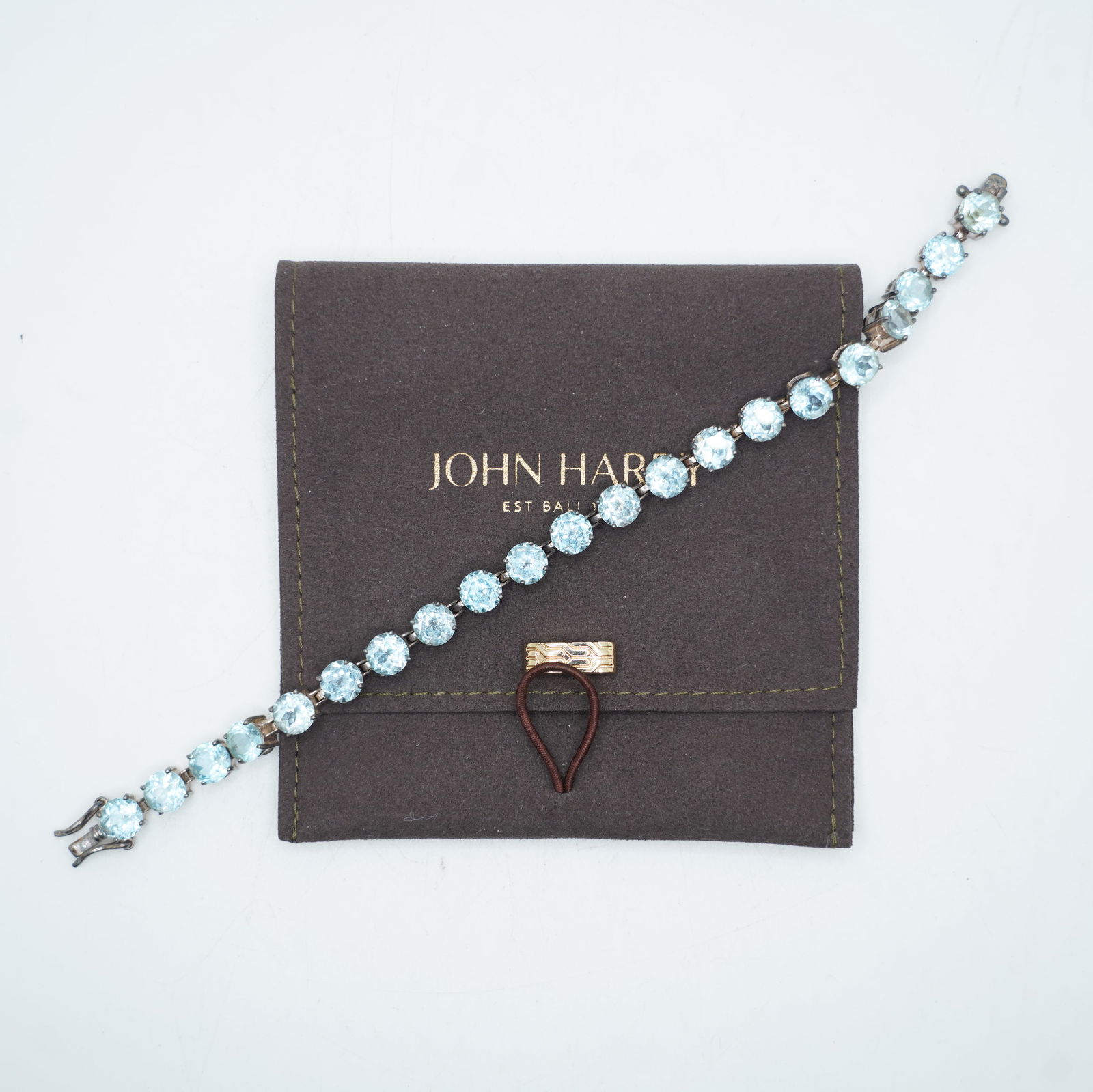 .925 Sterling Silver JOHN HARDY Blue Topaz Bracelet 8 in. x 1/4 in. , New In Box: .925 Sterling Silver JOHN HARDY Blue Topaz Bracelet 8 in. x 1/4 in. , New In Box