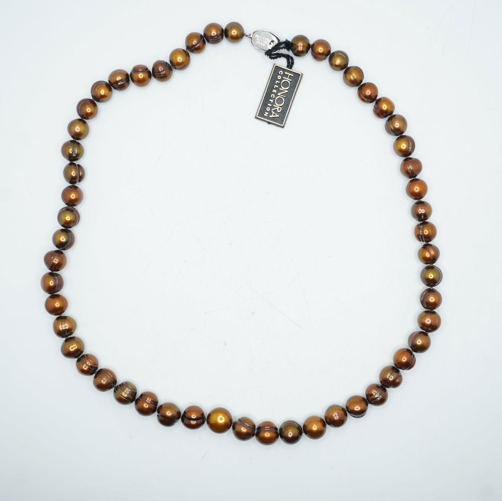 Honora .925 Sterling Silver Top of Clasp Chocolate Bronze Freshwater Pearls Necklace 22 inches (1 of 6)