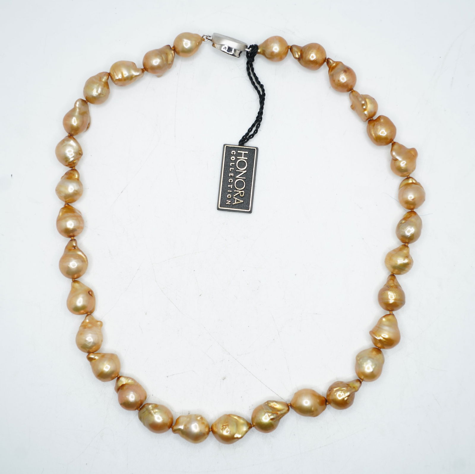 .925 Sterling Silver Top Clasp Honora Golden Baroque Freshwater Pearl Necklace 18 in. x 1/2 in. (1 of 7)
