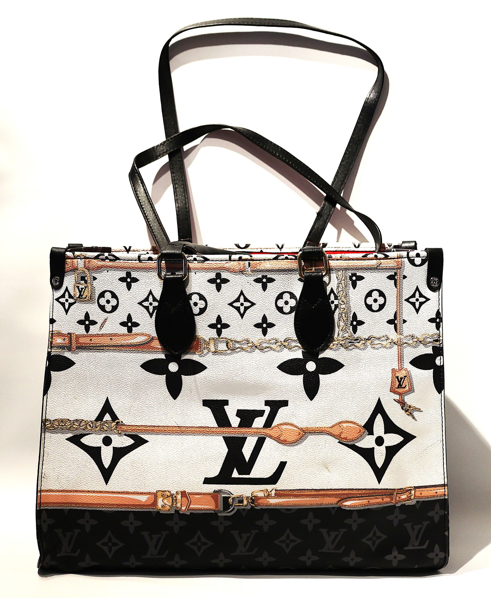 Novelty LV Large Open Handbag - Clean - 12.5 in. height x 15.5 in. length x 6 in. depth: Novelty LV Large Open Handbag - Clean - 12.5 in. height x 15.5 in. length x 6 in. depth