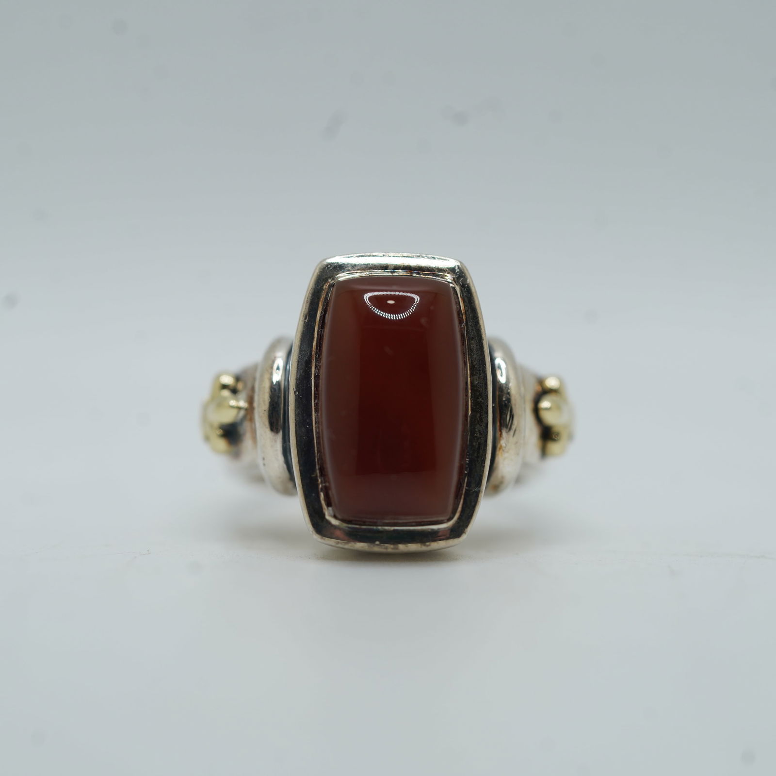 9.28 DWT, .925 Sterling Silver and 18K Gold with Agate Ring Size 7 (1 of 7)