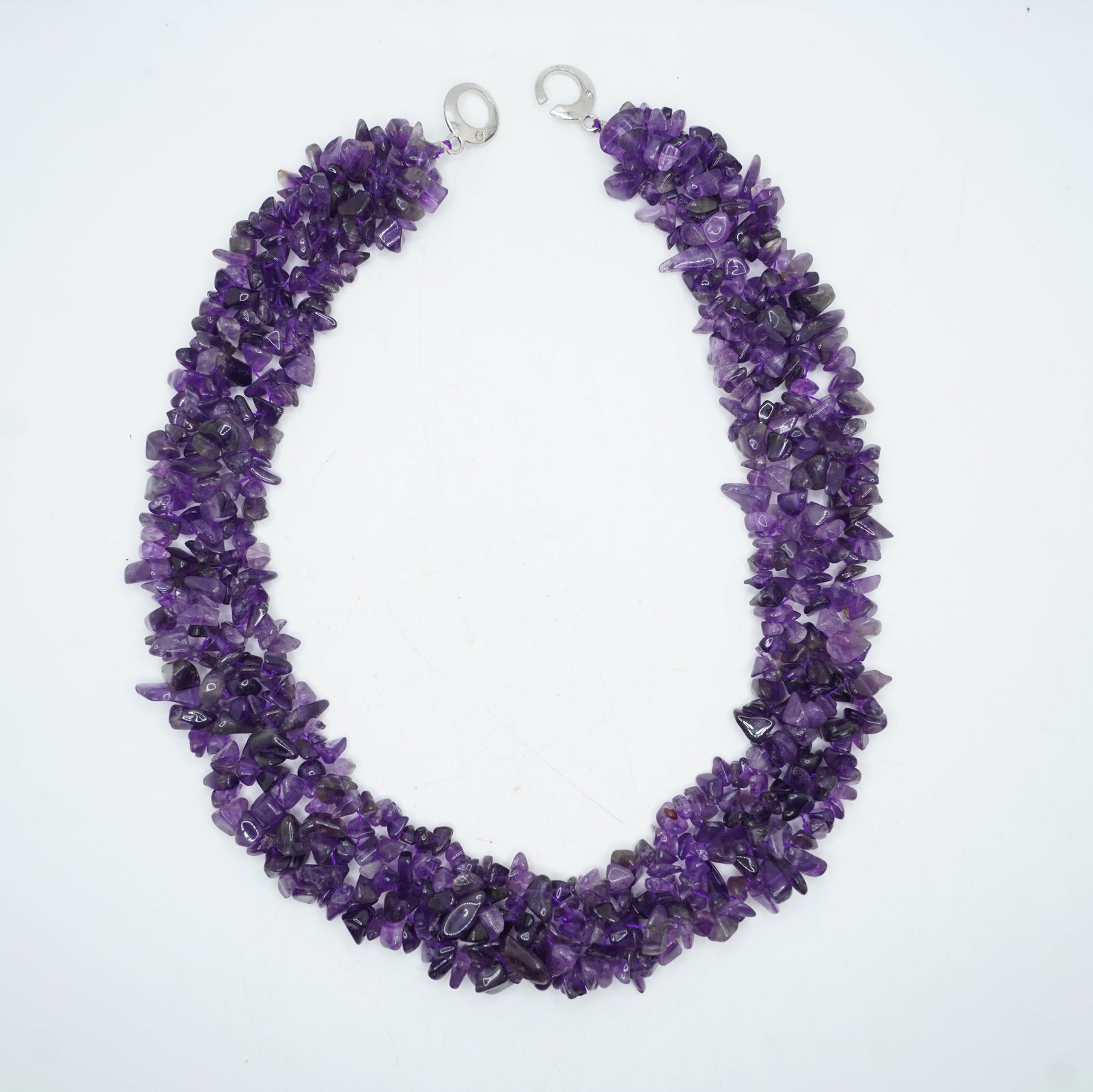 Purple Amethyst Chunky Bo-Ho Necklace 38 Inches Length x 1 1/8 Inch: Purple Amethyst Chunky Bo-Ho Necklace 38 Inches Length x 1 1/8 Inch