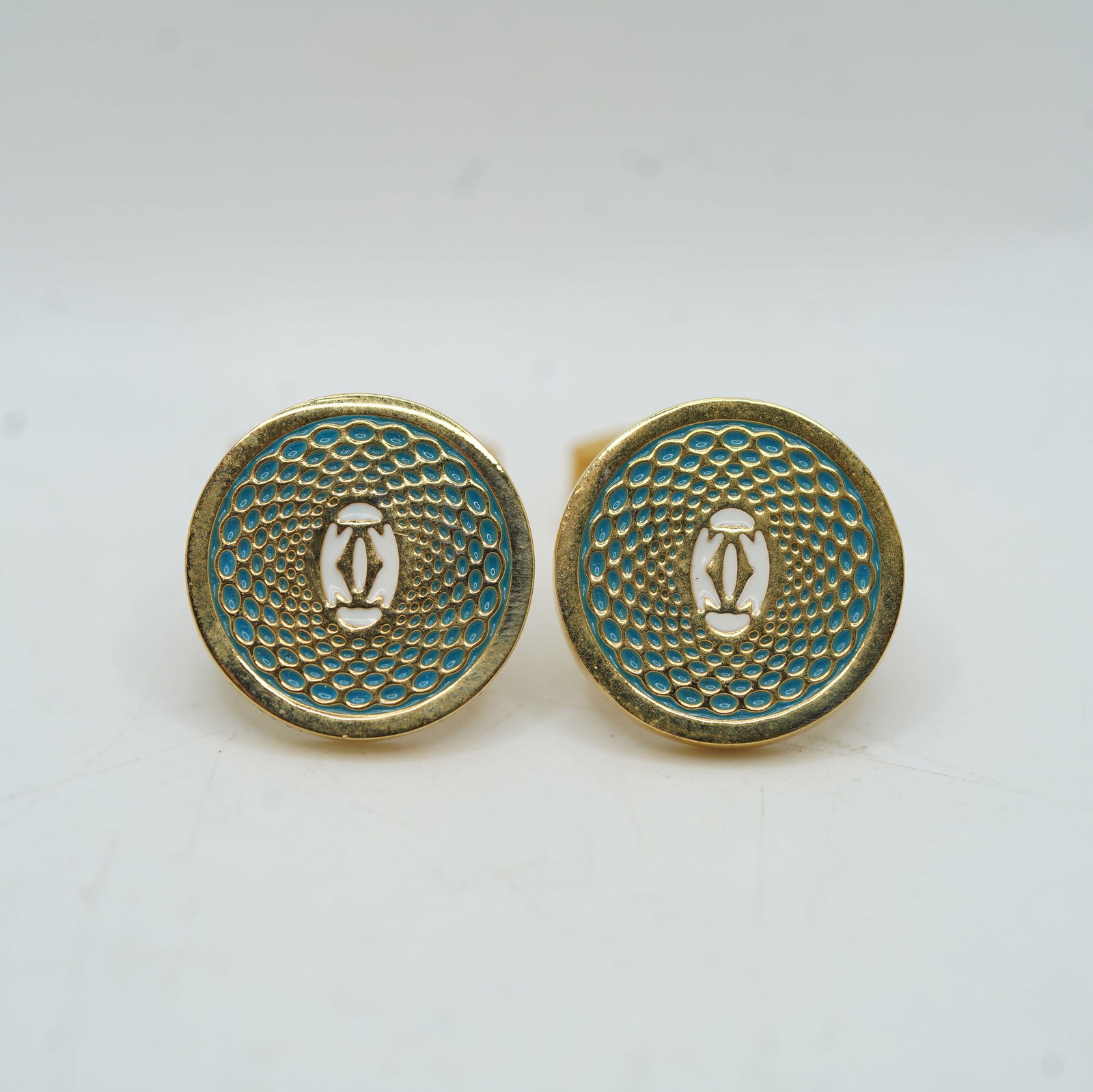 CARTIER Cuff Links Gold Tone with Enameling , 1 1/8 in. x 3/4 in. (1 of 9)