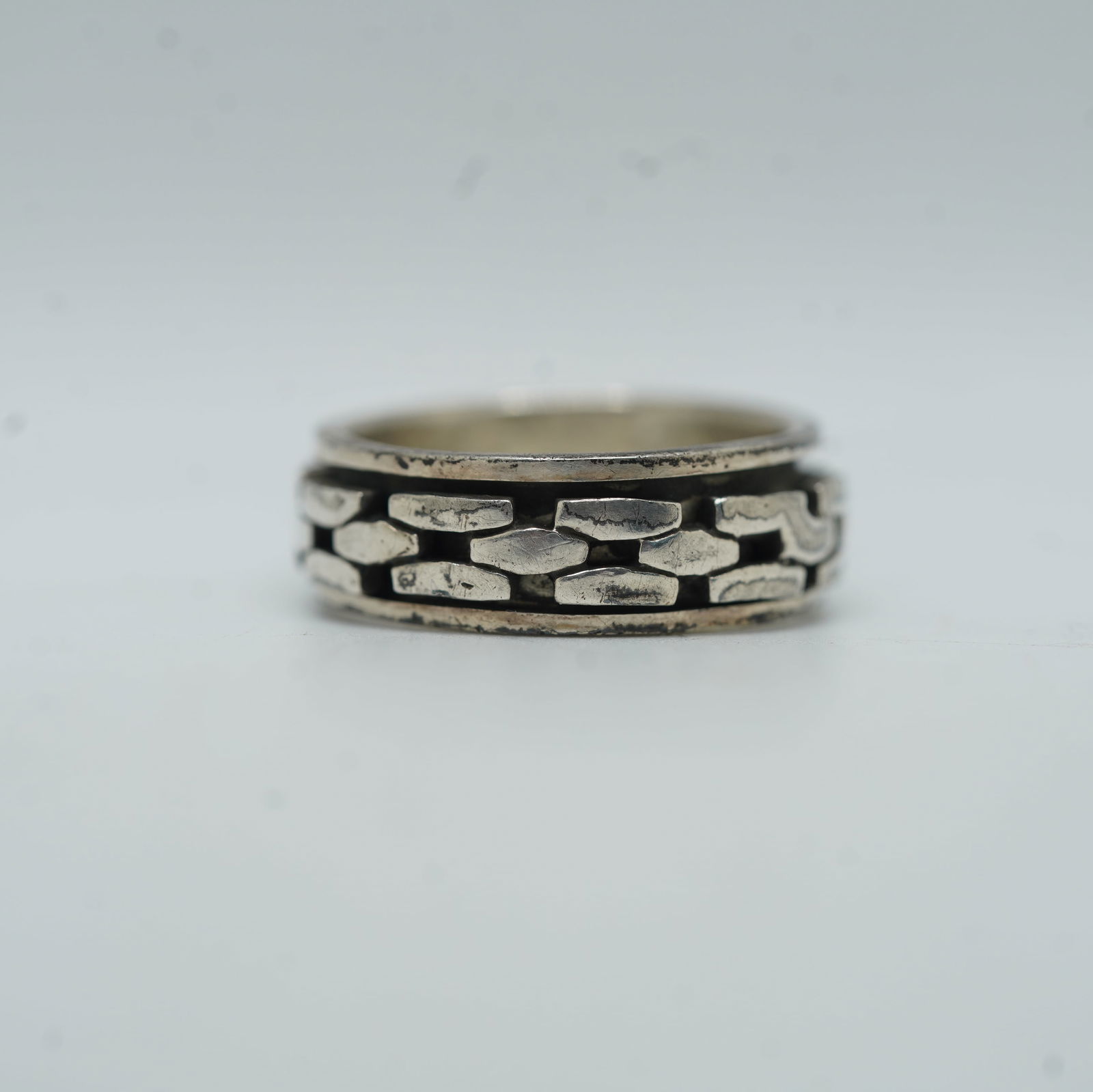 Men's Sterling Silver Figit Ring Size 12,5 , 1 1/8 in. x 3/8 in. (1 of 7)
