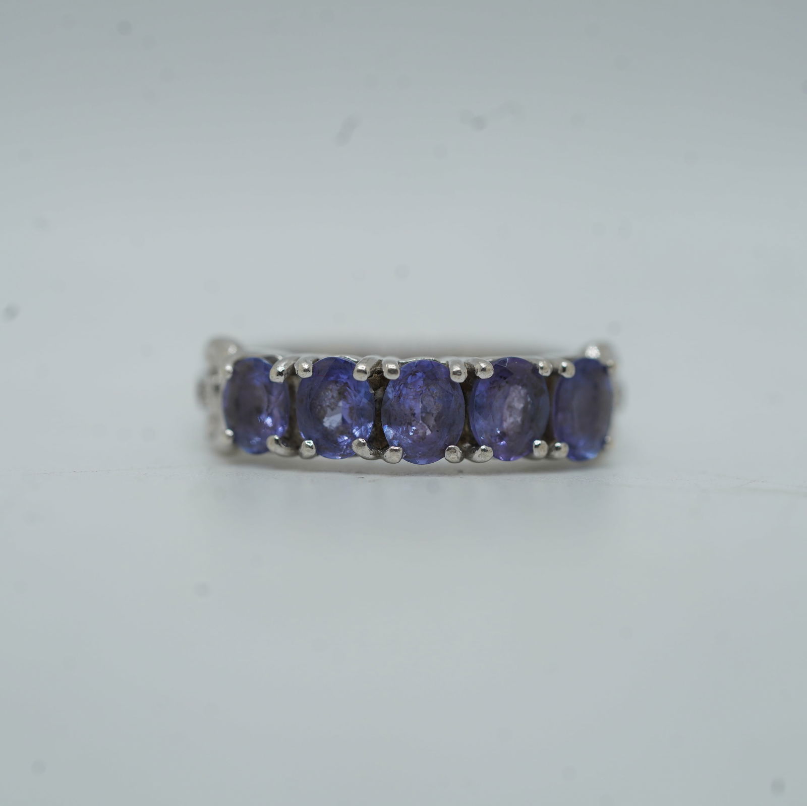.925 Sterling Silver BBJ Tanzanite Stones Band Ring Size 6 , 7/8 in. x 1/4 in. (1 of 10)