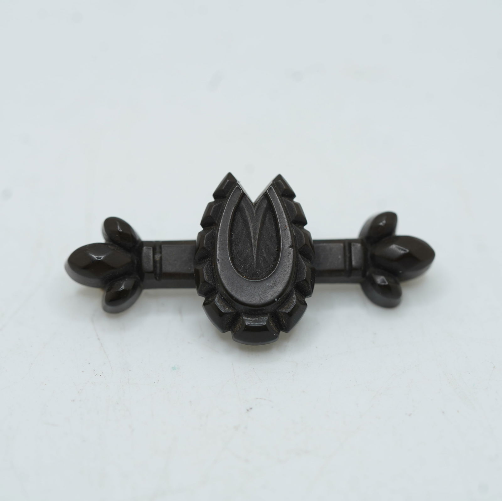 Circa 1850 Antique Edwardian Black Basalt Brooch, 1 1/4 inch x 1 inch (1 of 5)